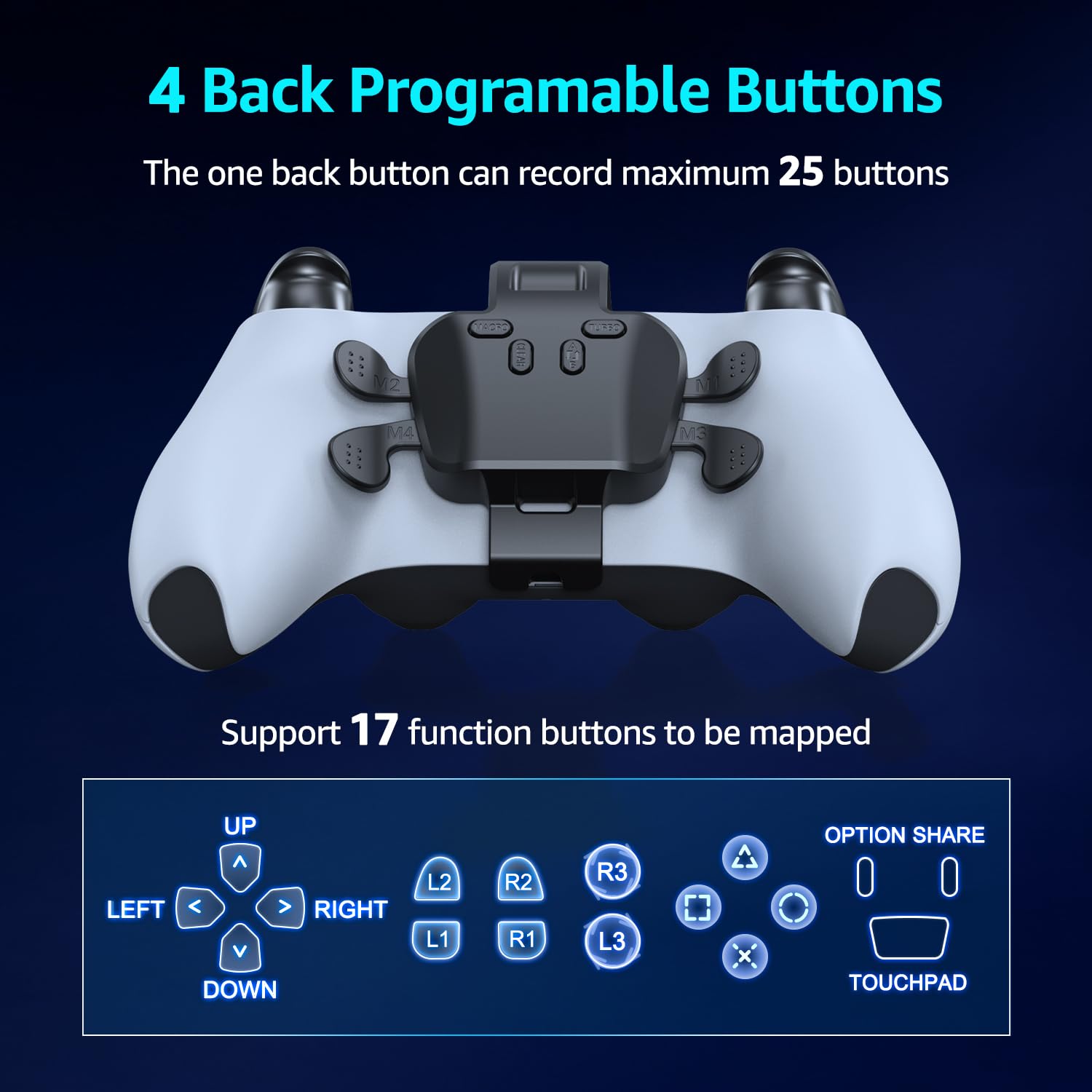 Thumbnail 5 de IWGAME FDR300 Back Paddles for PS5 Controller, 4 Programmable Buttons, Wired USB
