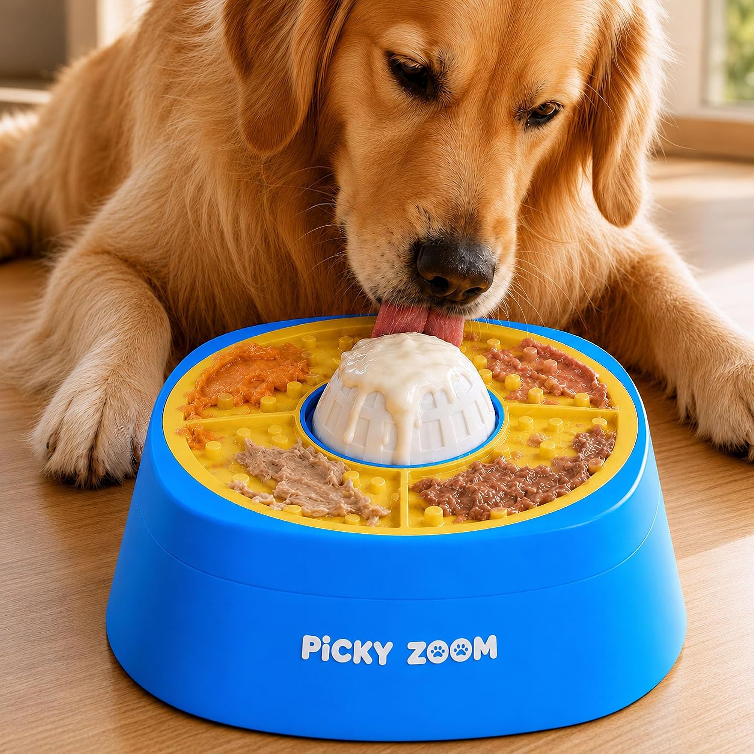 Detalle de Slow Feeder Dog Bowl with Rolling Lick Ball