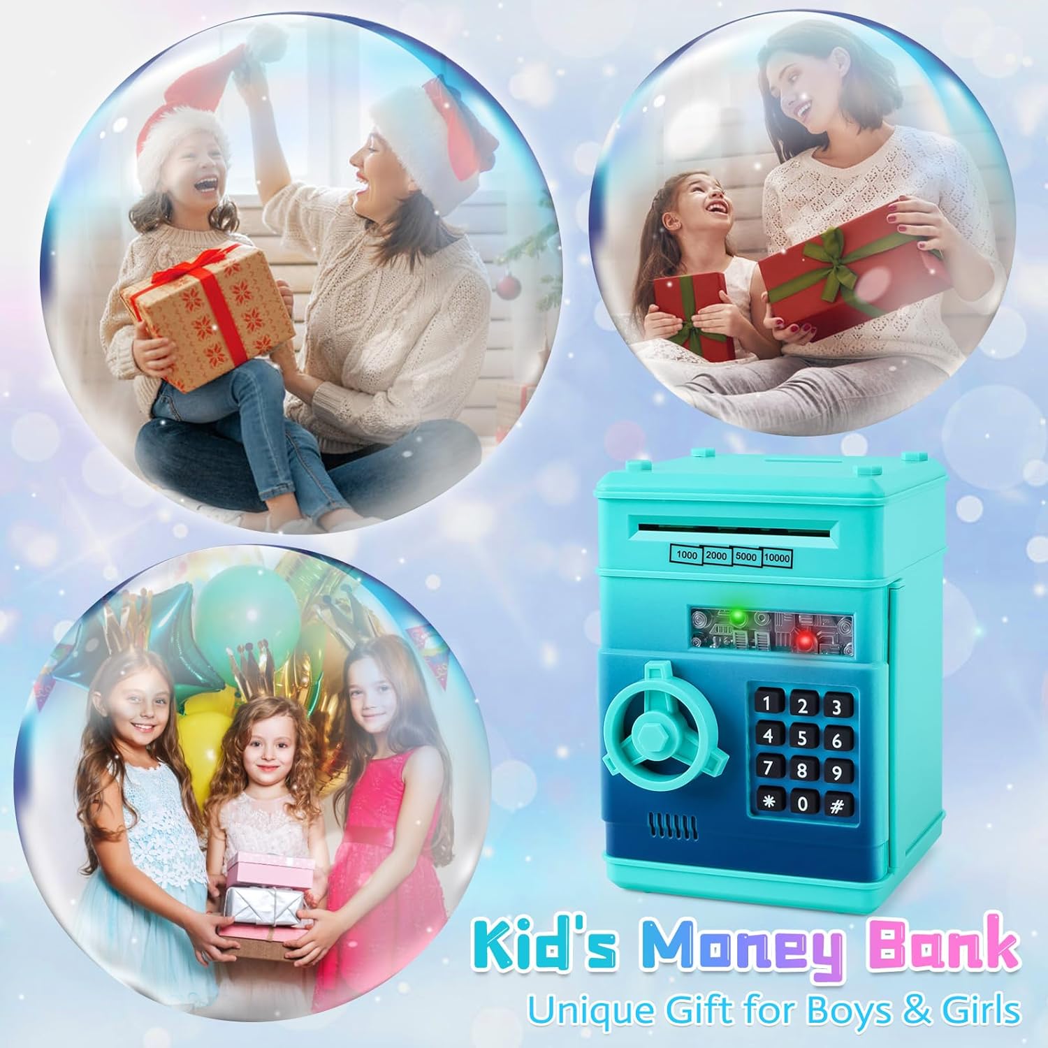 Thumbnail 4 de Refasy Kids Electronic Piggy Bank ATM Cash Coin Bank with 4-Digit Password (Age 3–12)