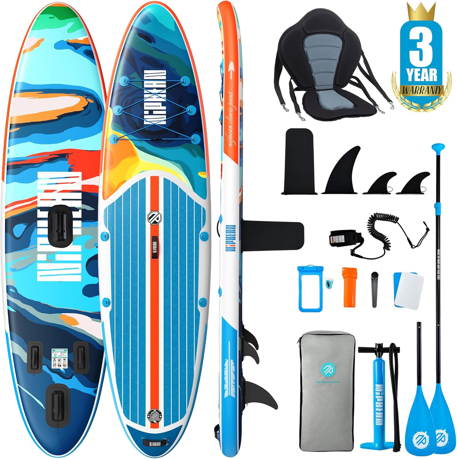 Niphean SUP Gonfiabile Adulti con Tutti gli Accessori – Tavola da Stand Up Paddle 320 cm