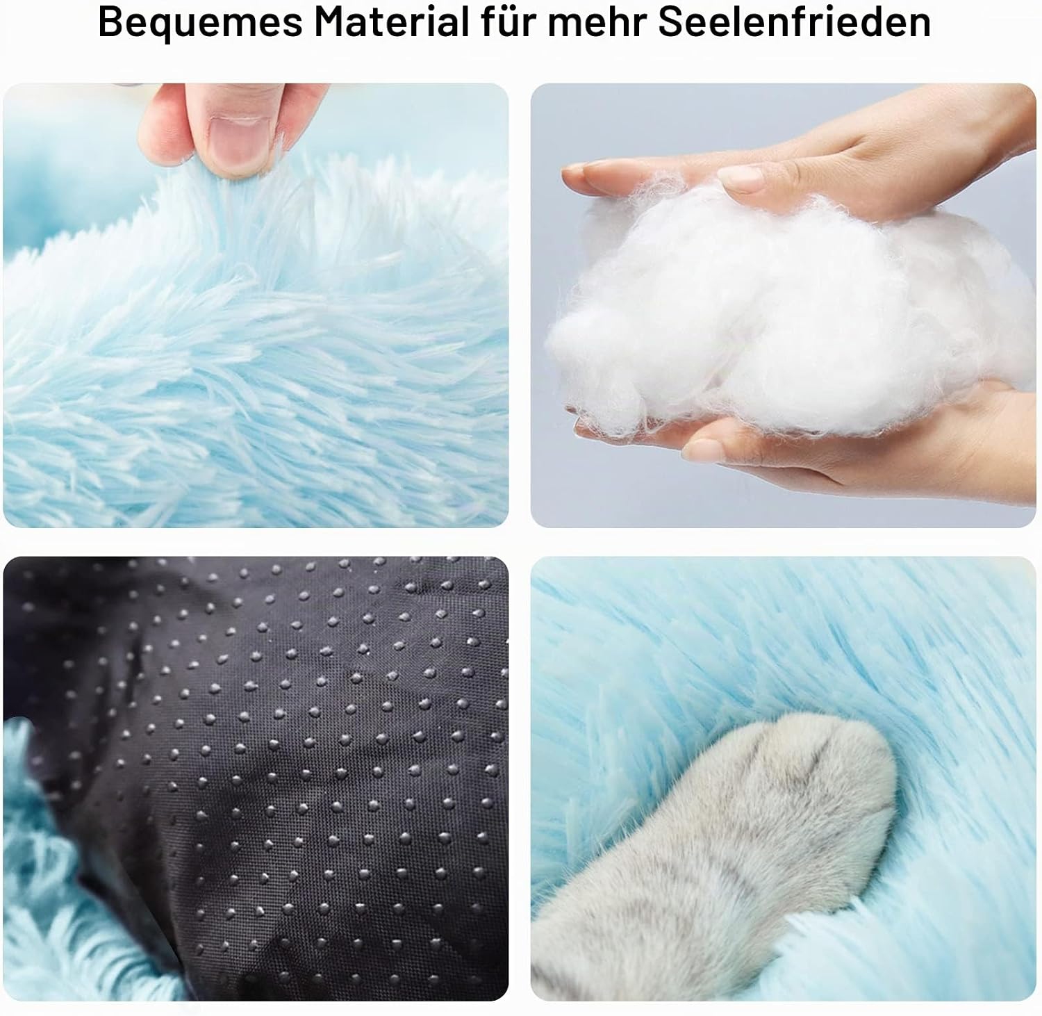 Detalle 2 de Nisrada Katzenbetten für Indoor-Katzen – Rundes Haustierbett mit rutschfester Unterseite (60 cm) und zwei Größenoptionen