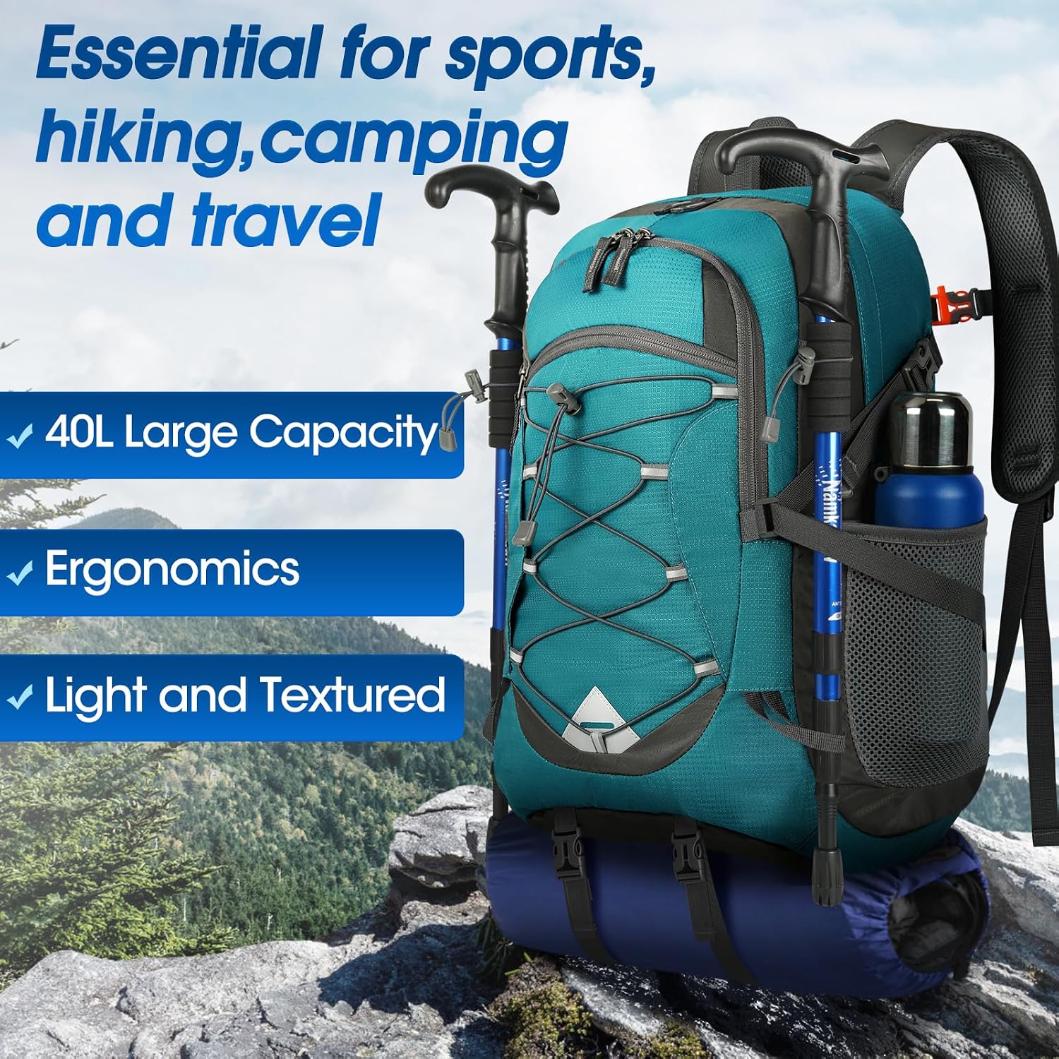 Thumbnail 6 de IGOLUMON 40L Wanderrucksack – wasserdicht, faltbar, leicht und vielseitig