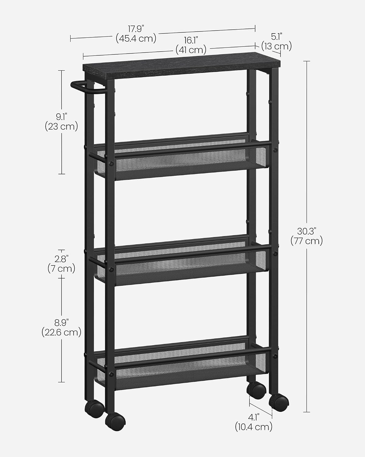 Thumbnail 5 de VASAGLE Slim Rolling Storage Cart 4-Tier