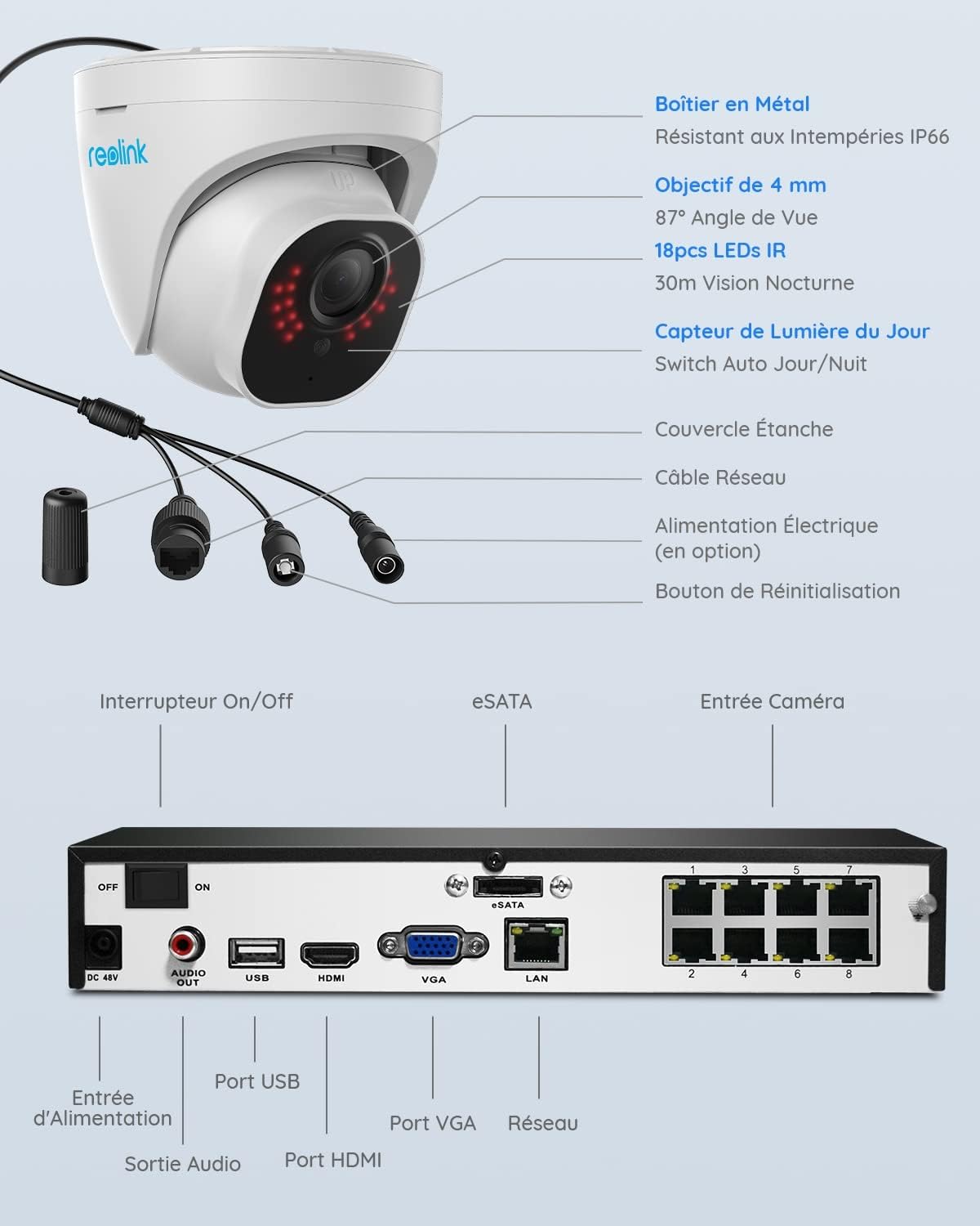 Thumbnail 6 de Reolink RLK8-800D4 : Kit de vidéosurveillance PoE 4K avec 8CH, NVR 2To et 4 caméras IP 8MP