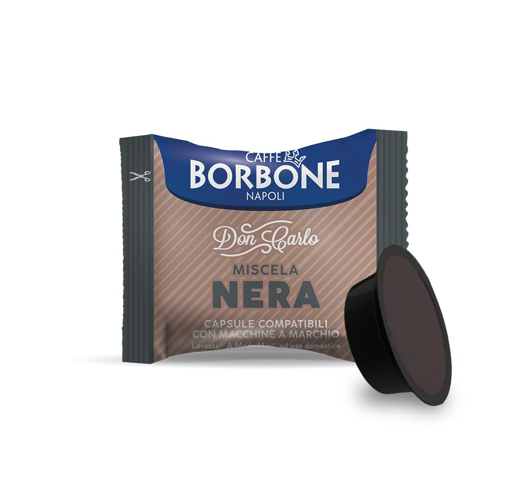 Detalle de Caffè Borbone Don Carlo Schwarze Mischung Kapseln – 100 Stück, kompatibel mit Lavazza A Modo Mio