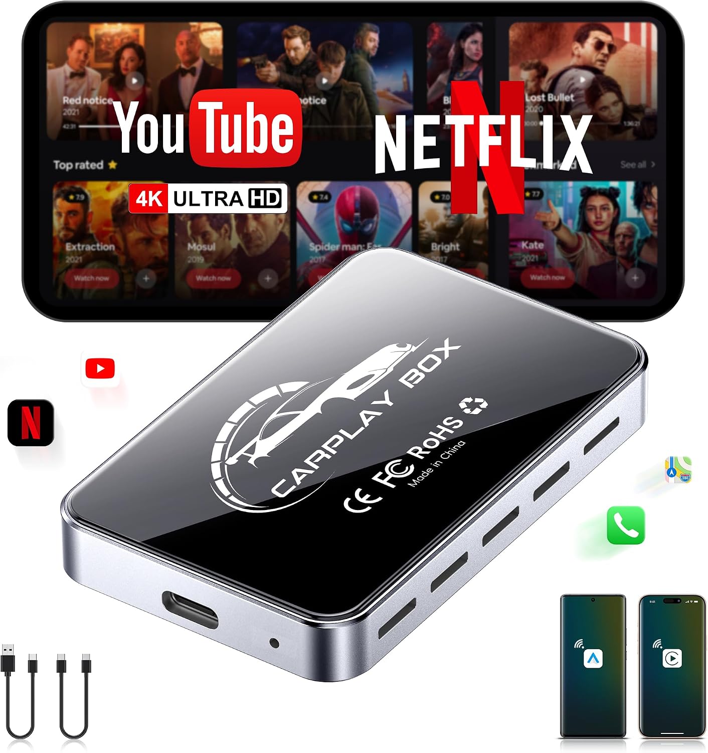 Detalle de FAIMEE AI Box Wireless CarPlay Adapter 4GB