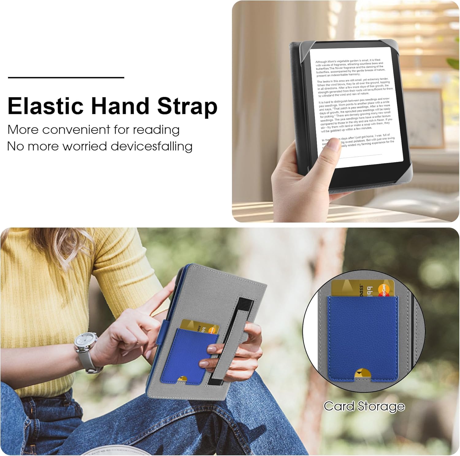 Thumbnail 5 de HoYiXi Universal Hülle für 6–7" eBook Reader (Lederoptik) – Blau