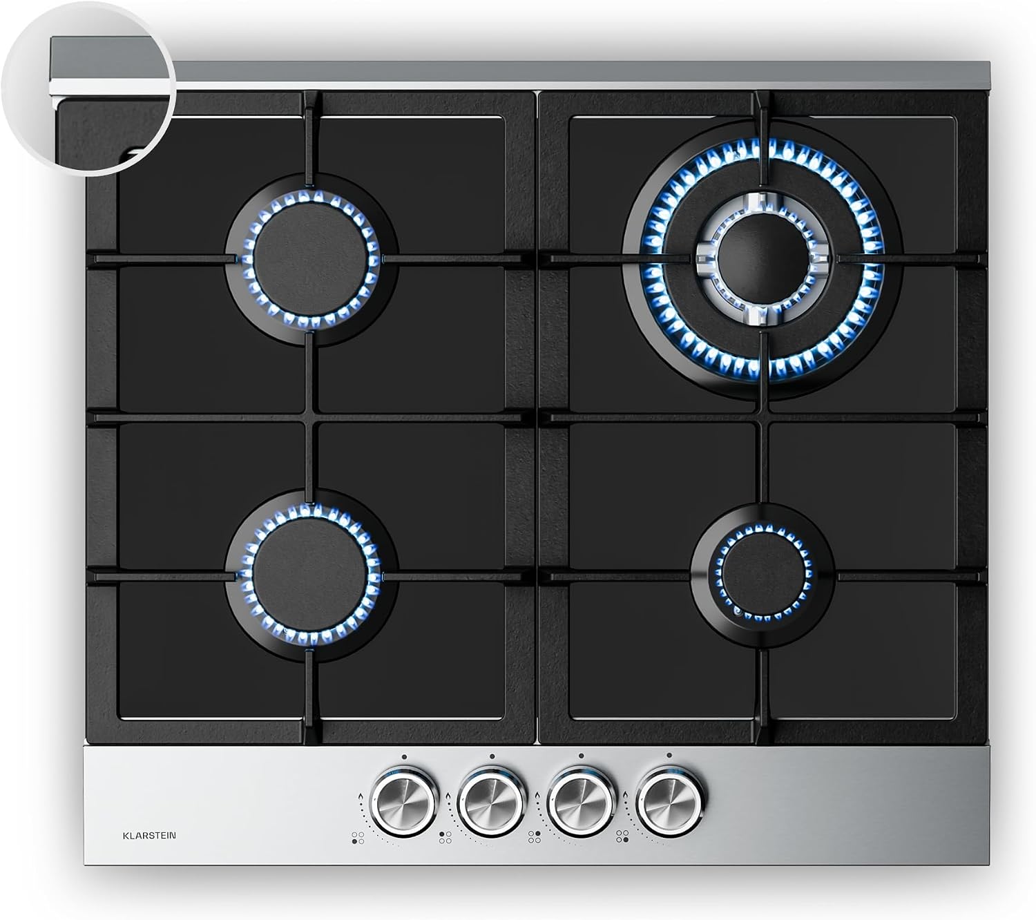 Detalle de KLARSTEIN Verosteel PG6041BG-D1CB gaskookplaat, 60 cm, 4 pitten, 8000 W
