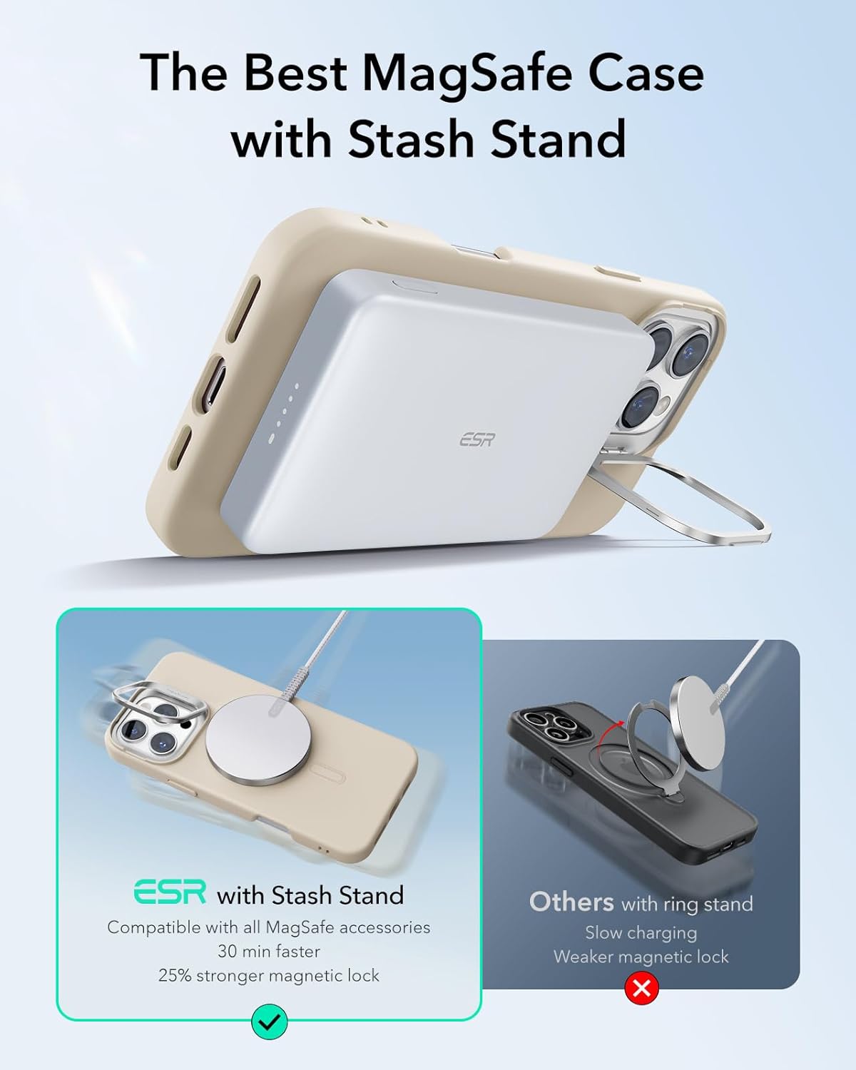 Detalle de ESR Funda MagSafe iPhone 2024 Pro MAX con Soporte y Protección
