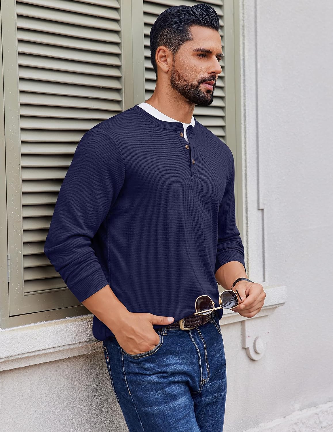 Thumbnail 2 de Ekouaer Men's Henley Shirt, 100% Polyester