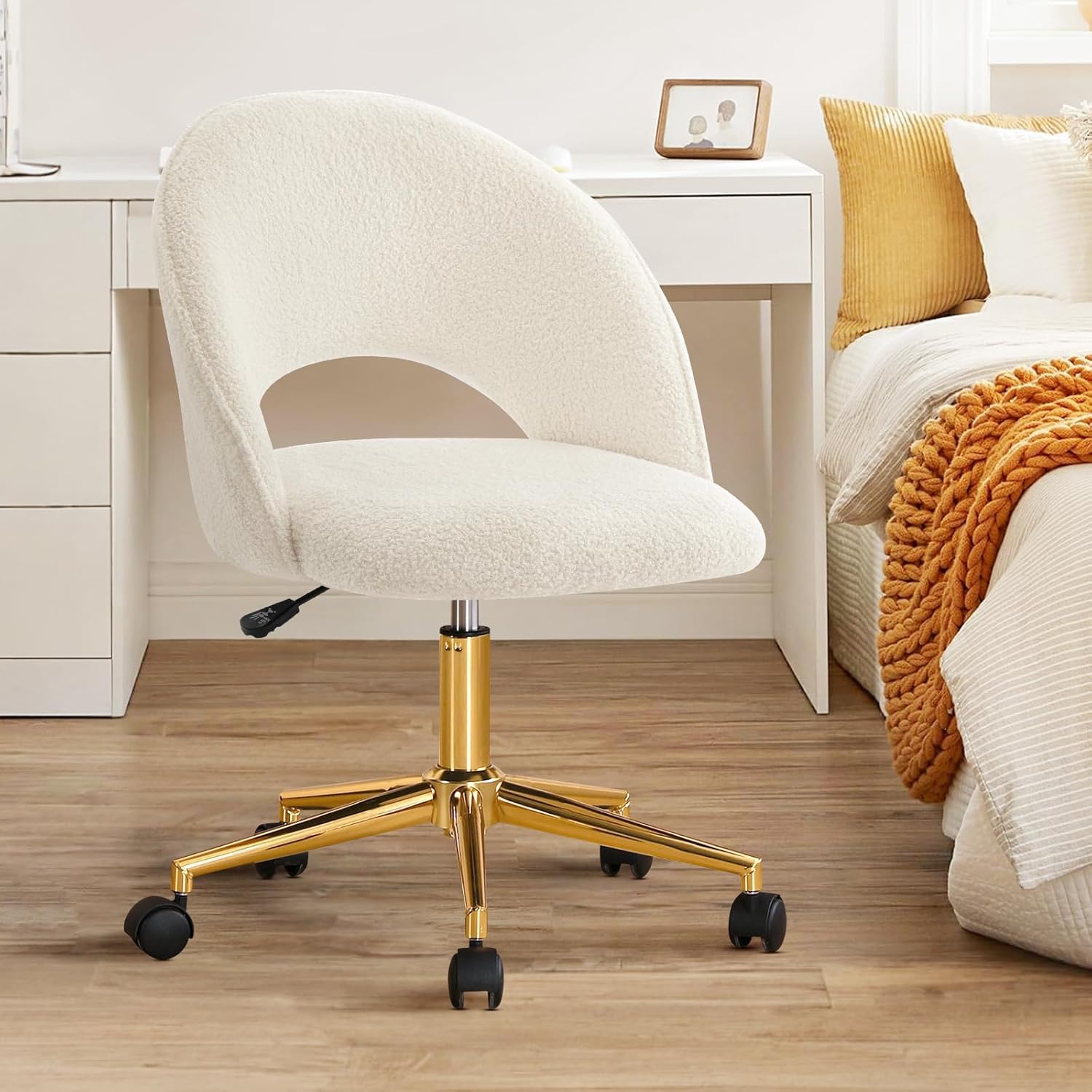 Thumbnail 5 de Hellove Chaise de Bureau Chaise Coiffeuse Velours Rose
