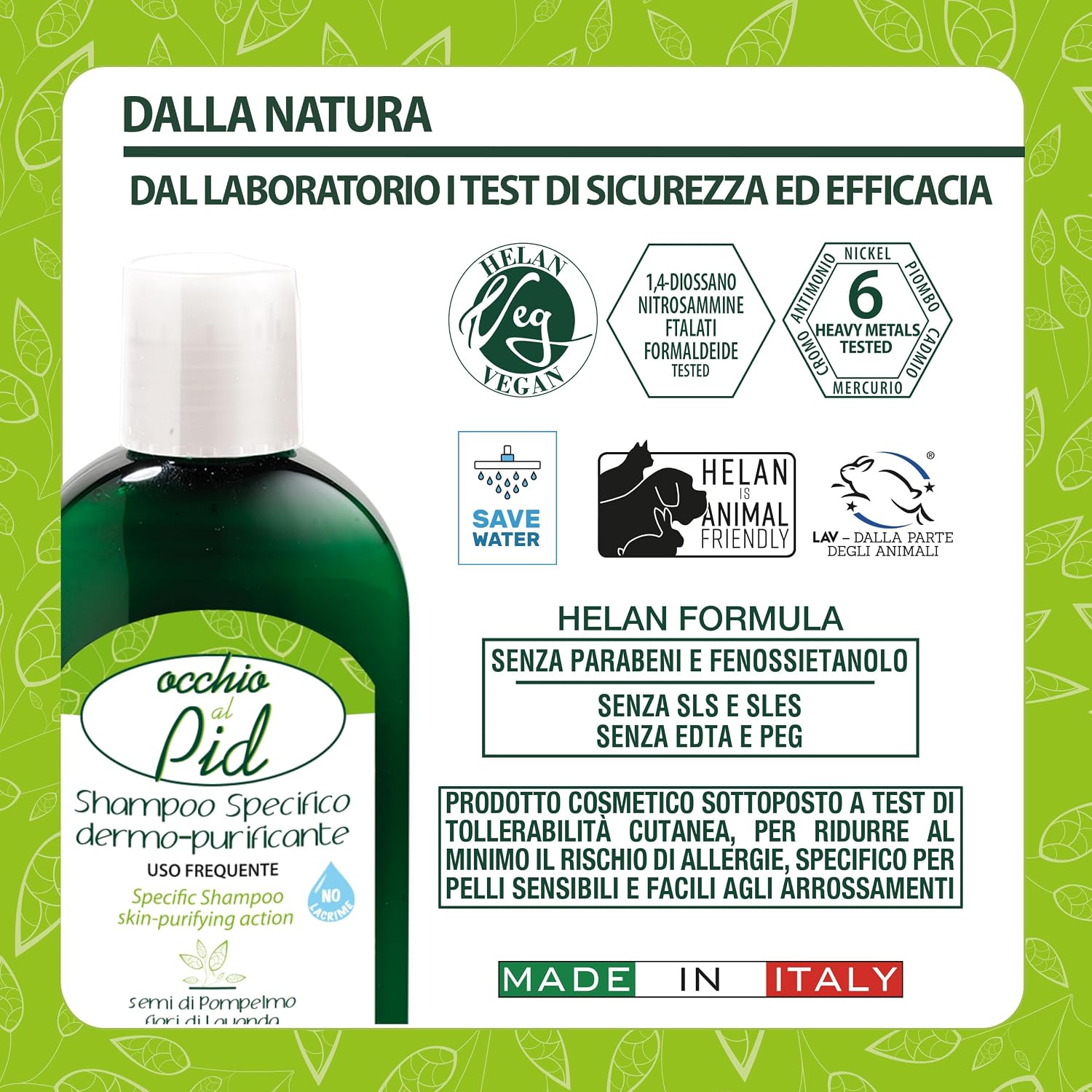 Detalle 2 de Helan Occhio al Pidocchio Shampoo Pidocchi e Lendini Forte – trattamento per pelli sensibili, oli vegetali e lavanda, 200 ml