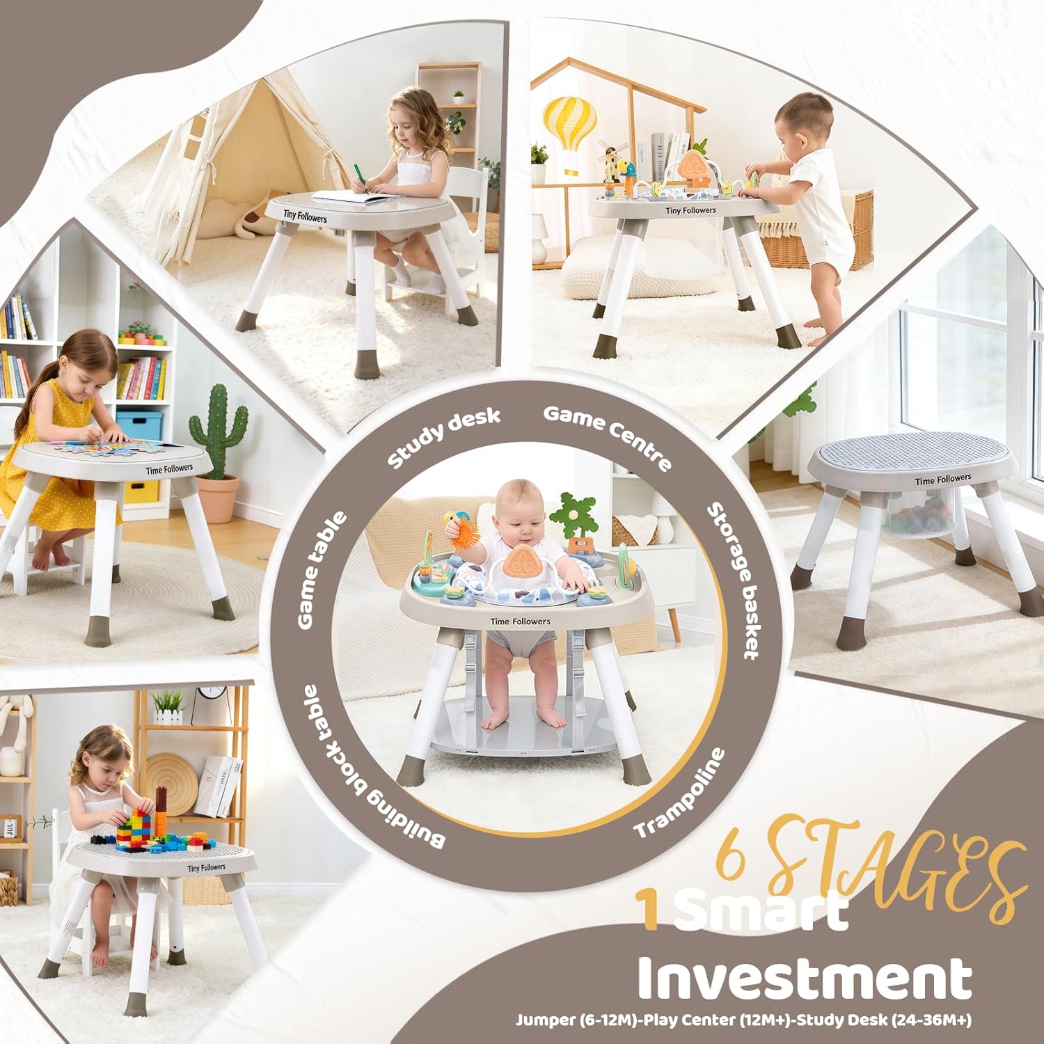 Thumbnail 6 de Time Followers 6-in-1 Baby Activity Center (4-Stage Montessori-Inspired) in Grey