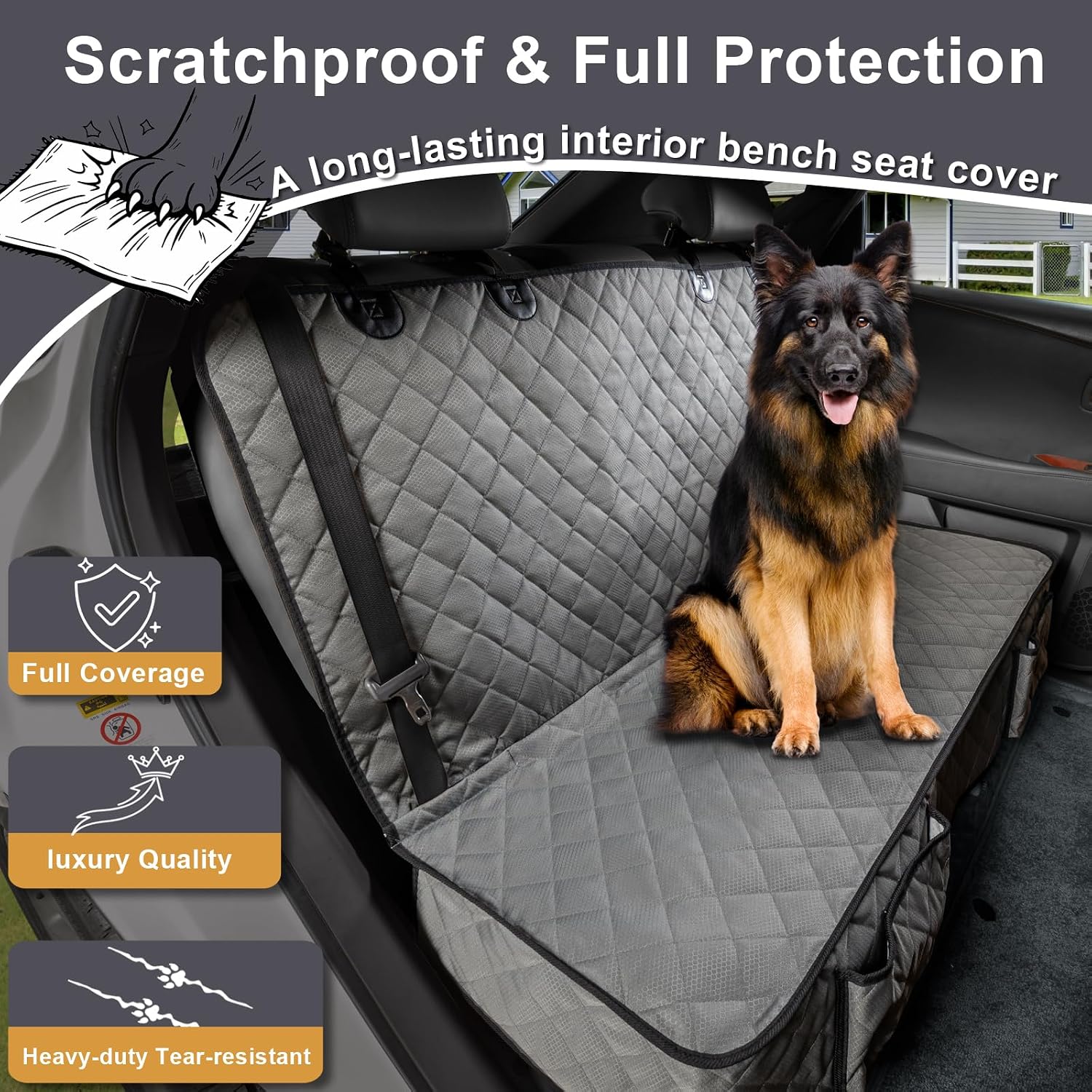 Detalle 2 de YOVEEKLE Dog Car Seat Cover, Oxford Fabric
