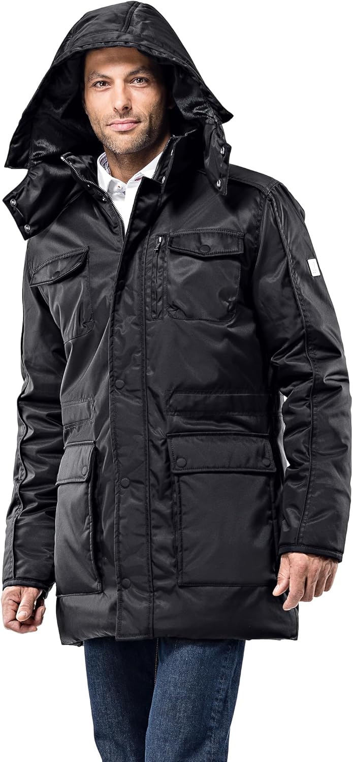 Thumbnail 1 de Vincenzo Boretti giubbotto-cappotto invernale lungo uomo con parka elegante, cappuccio e grandi tasche