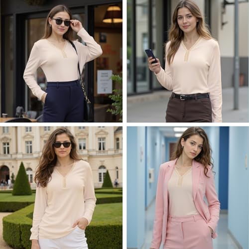 Thumbnail 4 de Crewhpo T-shirt haut thermique femme dentelle col V