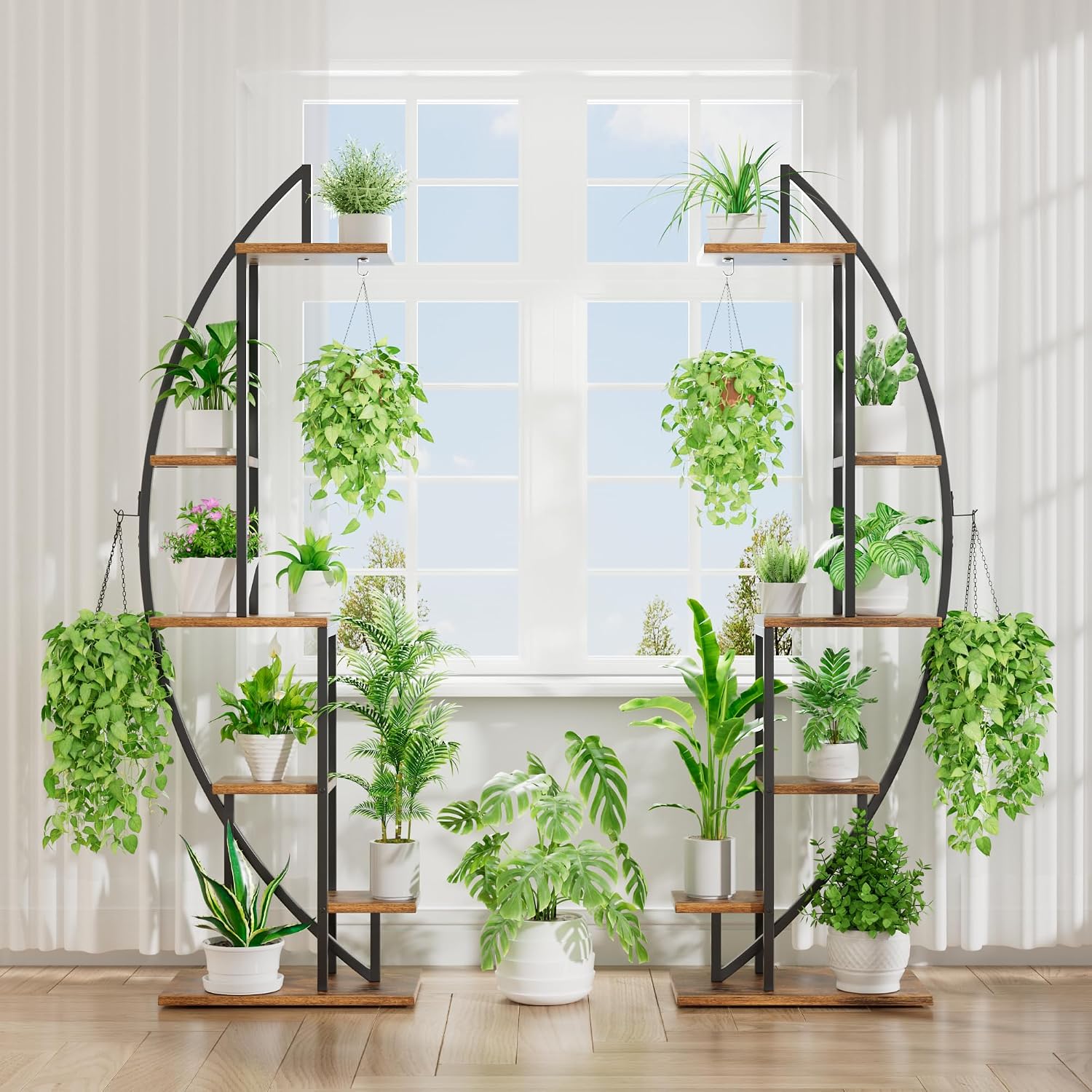 Detalle de BACEKOLL Porta Piante Da Interno 6 Livelli – Scaffale con 2 Pezzi, 160 cm di Altezza