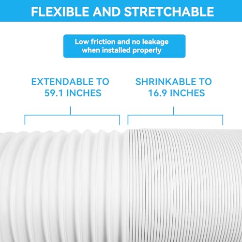 Thumbnail 5 de HERCHR Air Conditioner Exhaust Hose – PP Steel Wire Portable Universal Flexible Duct (15 cm x 1.5 m)