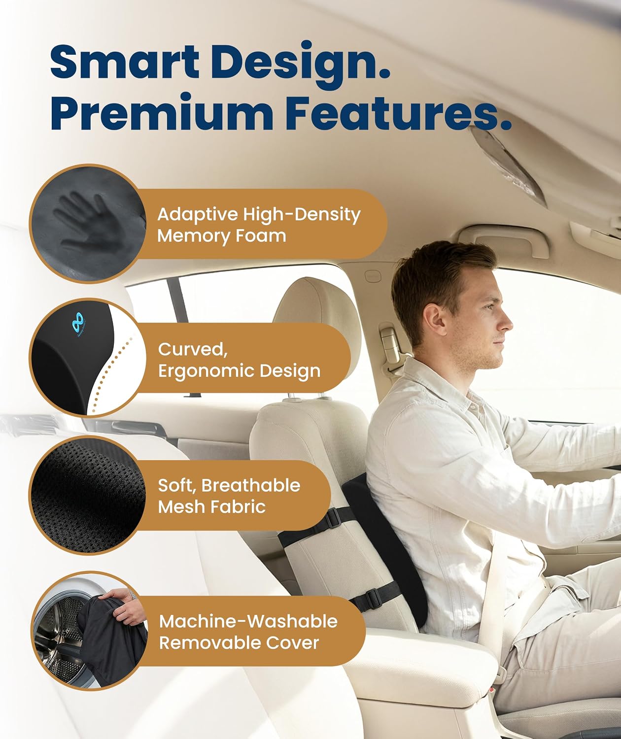 Detalle de Everlasting Comfort 1 Lumbar Support & Pillow, Seat Cushion, Memory Foam