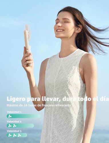 Detalle 2 de Aecooly Ventilador de Mano Portátil Slim: 3 velocidades y 24 h de autonomía