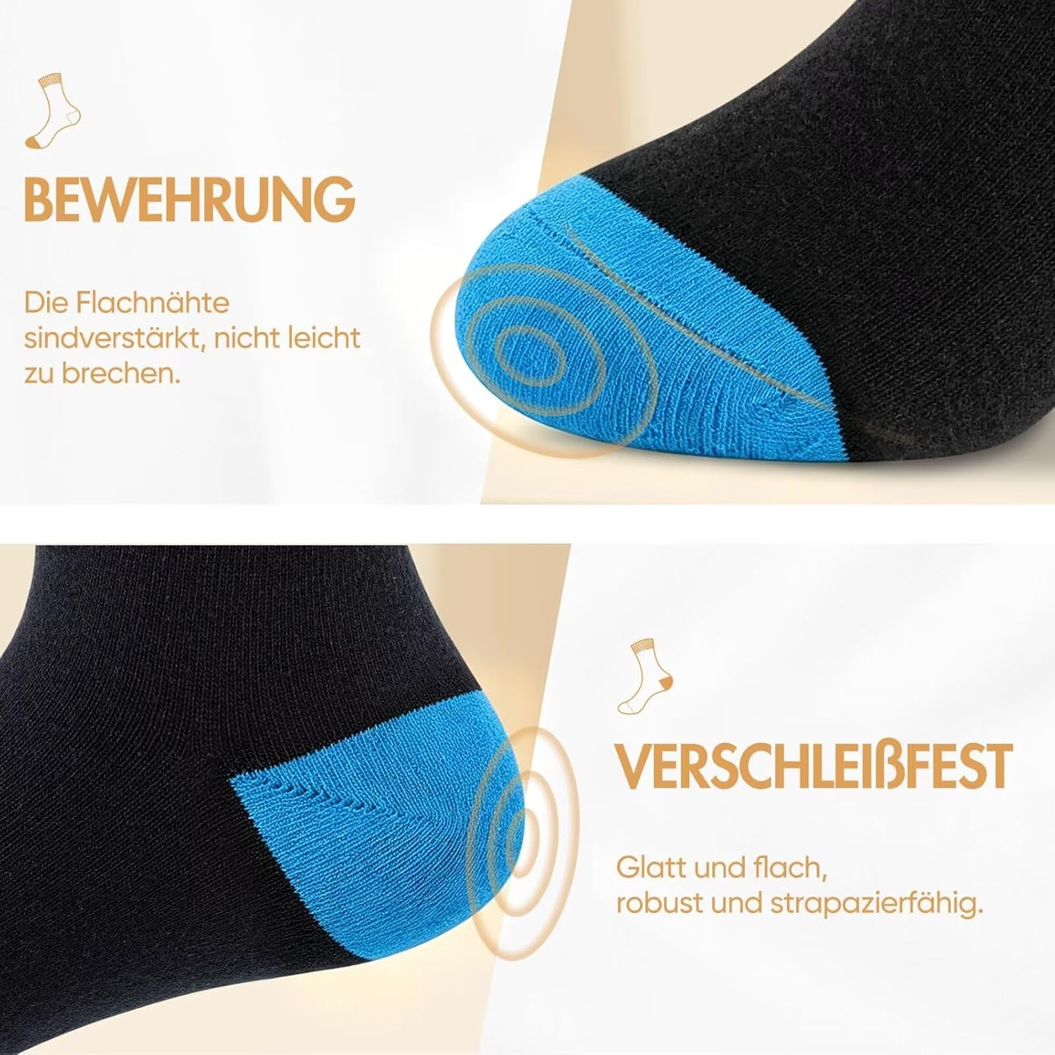 Detalle de NUOZA 12 Paar Anzugsocken Herren 47–50 Schwarz – atmungsaktiv, langlebig