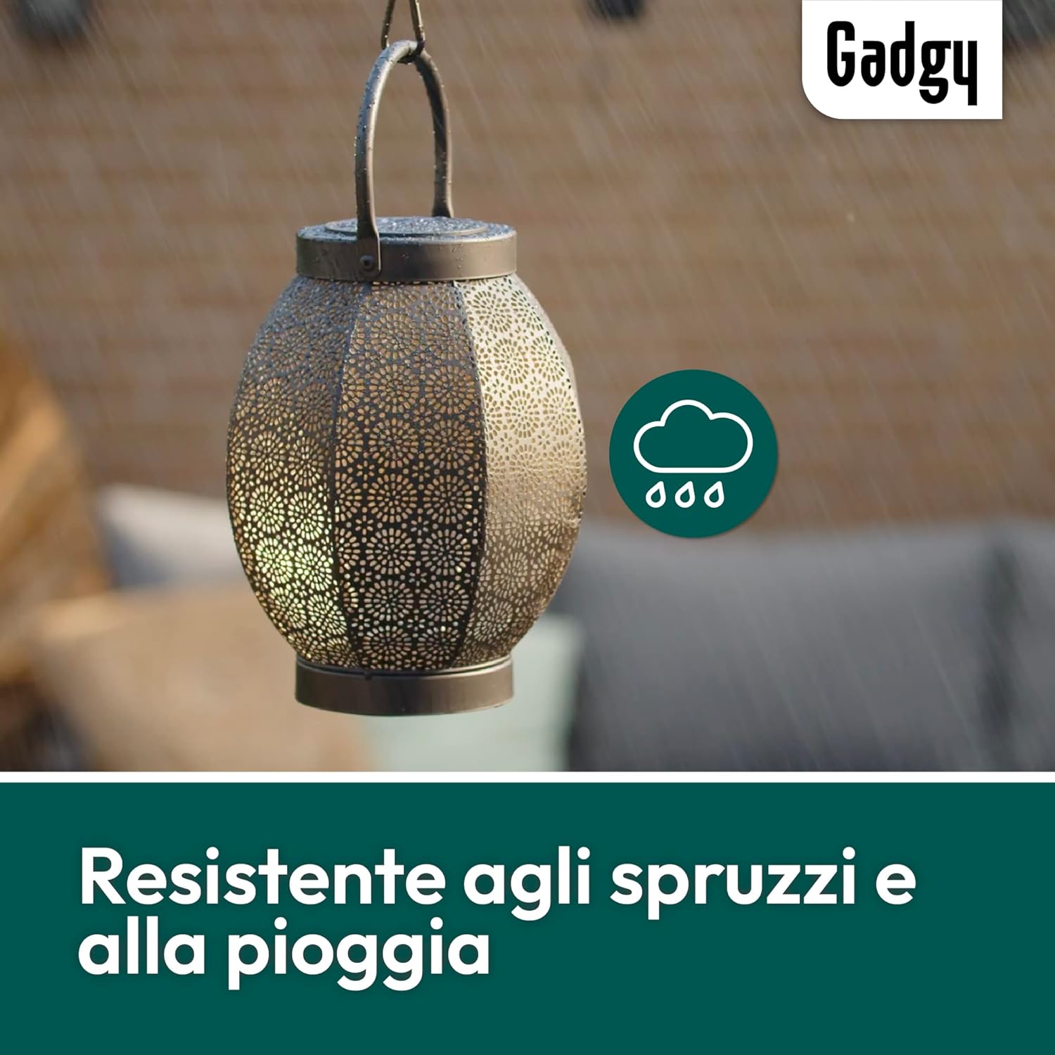 Thumbnail 6 de Gadgy Lanterna Solare da Esterno Fiore in metallo nero e oro (IP65) a LED