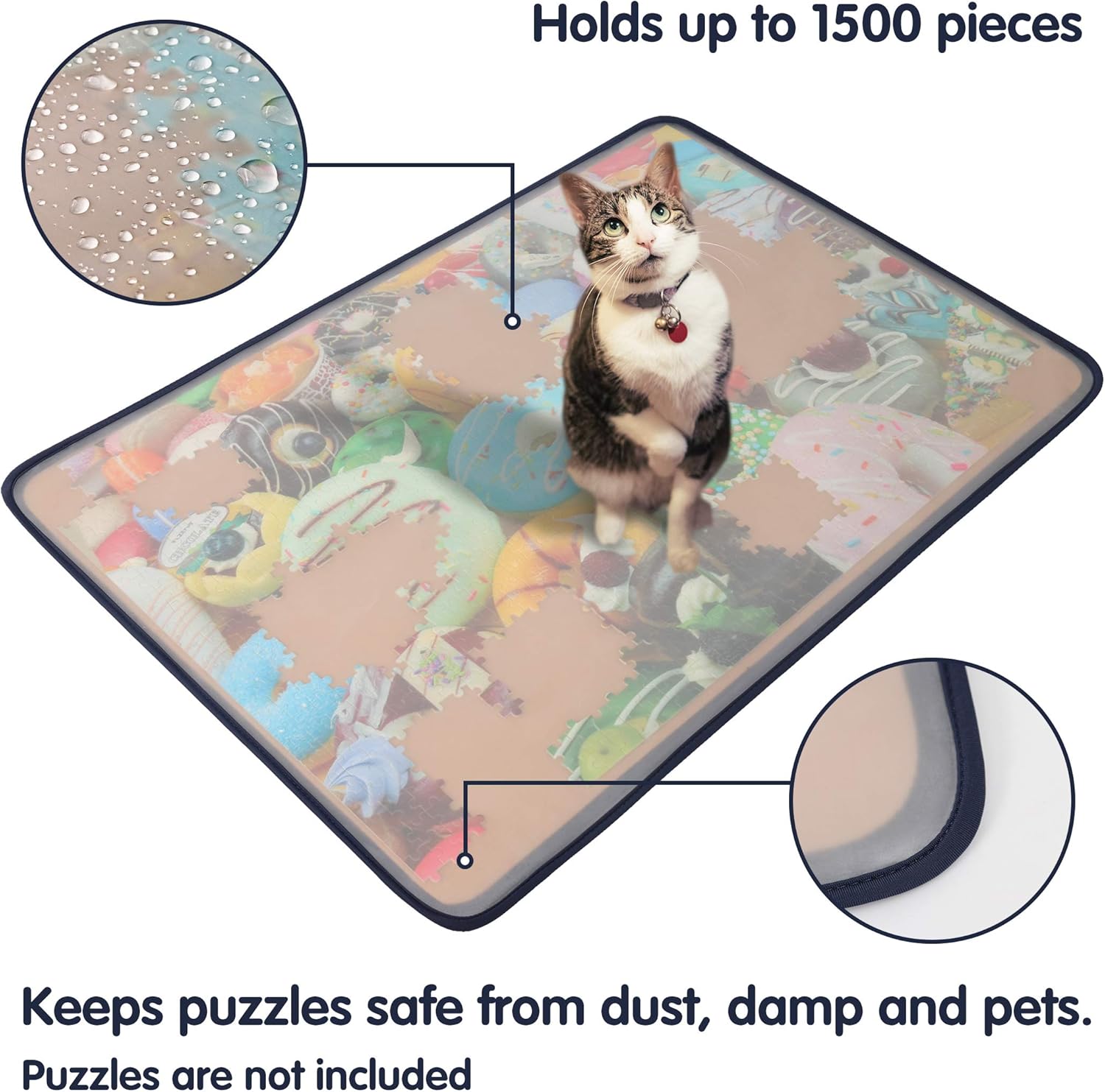 Detalle de Tektalk Puzzle Board with Dustproof Cover (Khaki, Up to 1500 Pieces)