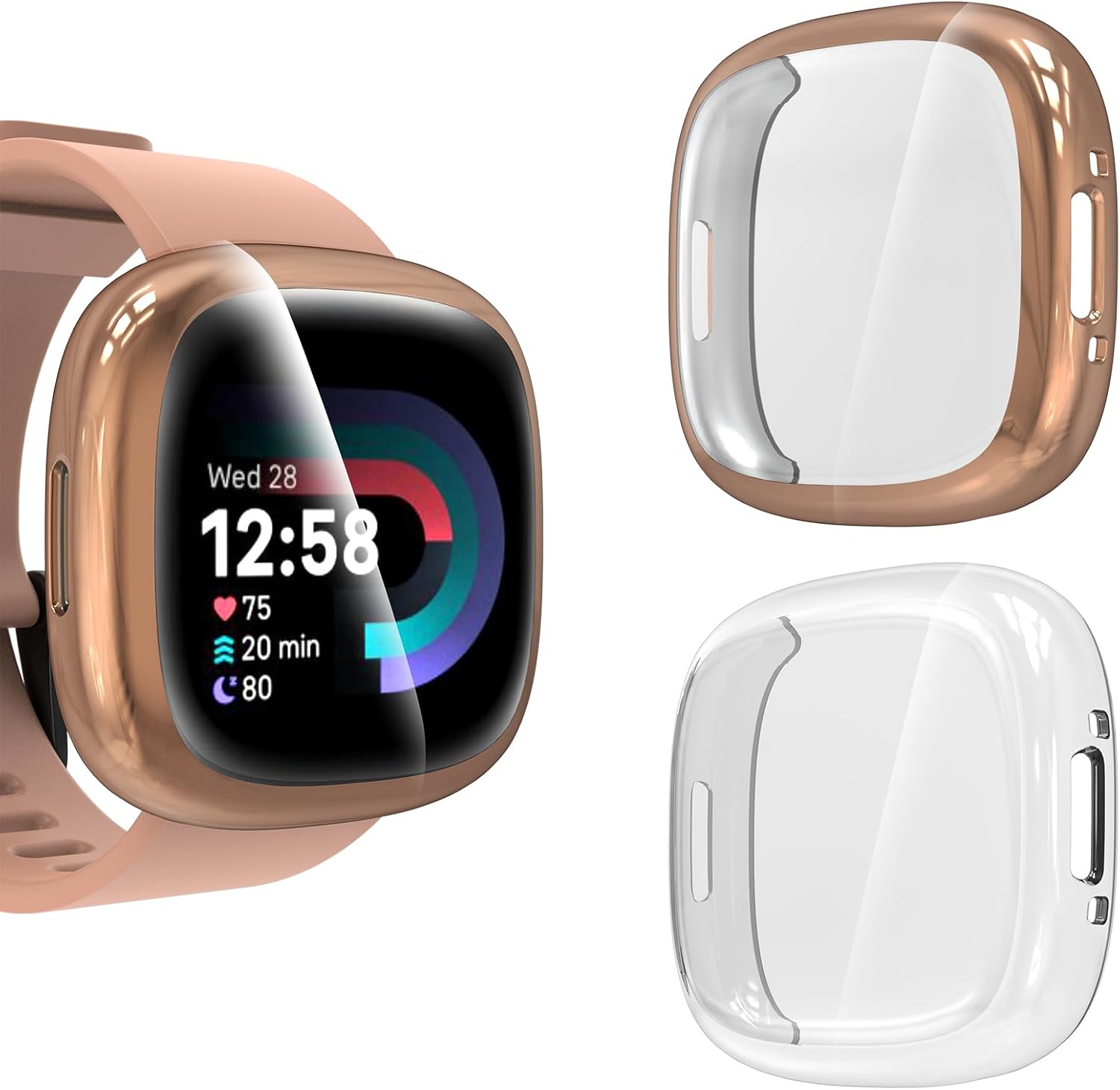 Thumbnail 6 de KIKISML 2‑Pack Screen Protectors for Fitbit Sense 2 / Versa 4 (Ultra‑Slim TPU) – Black & Clear