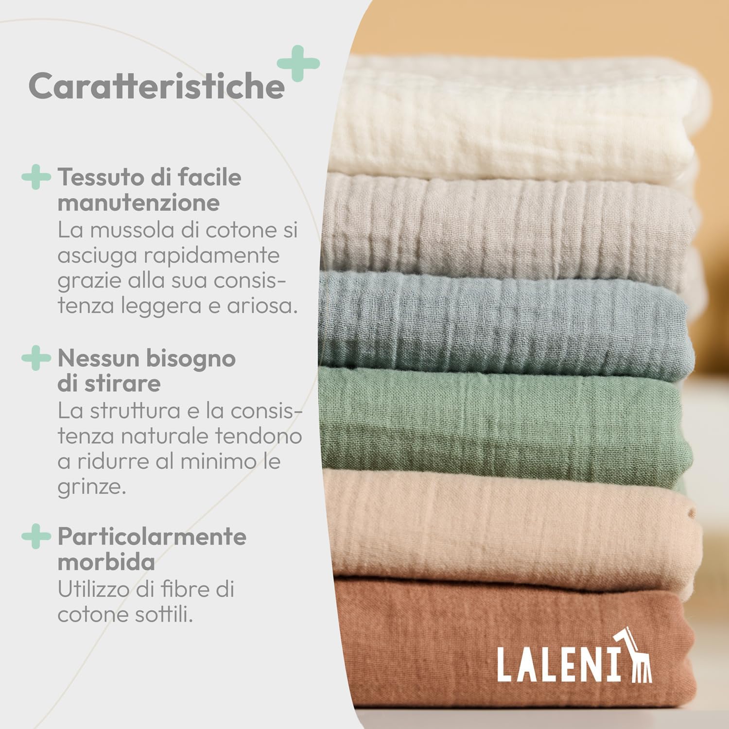 Thumbnail 4 de Laleni copripiumino lettino neonato 80x80 cm set lenzuola culla 80x80 cm con federa 35x40 cm verde, certificato OEKO-TEX