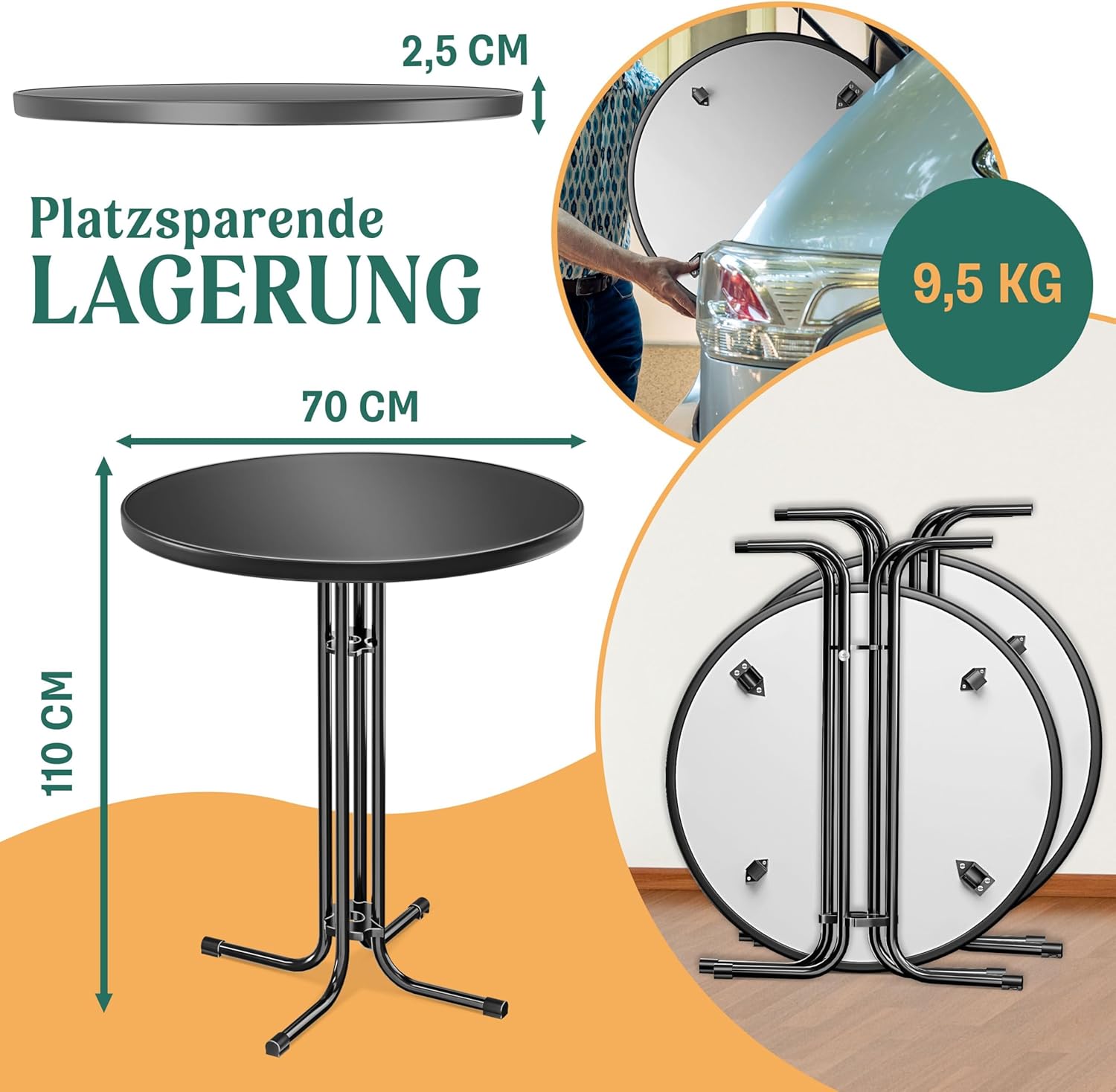 Thumbnail 1 de KESSER® Stehtisch klappbar 2er Set Ø70 cm rund – wetterfest, kompakt & flexibel einsetzbar