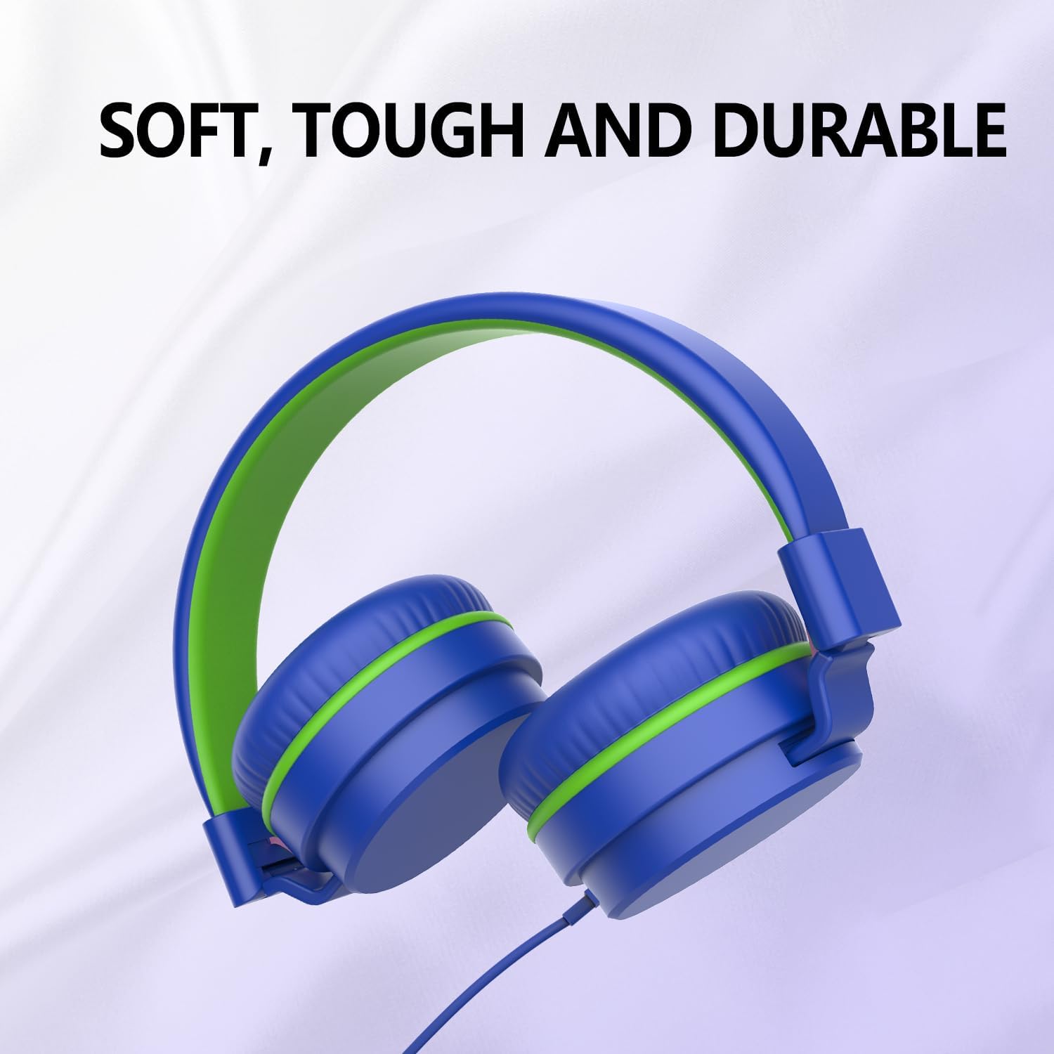 Thumbnail 2 de Kids Headphones Wired: On-Ear, Safe Volume 85/94dB, Foldable with HD Mic for School and Travel (Blue)