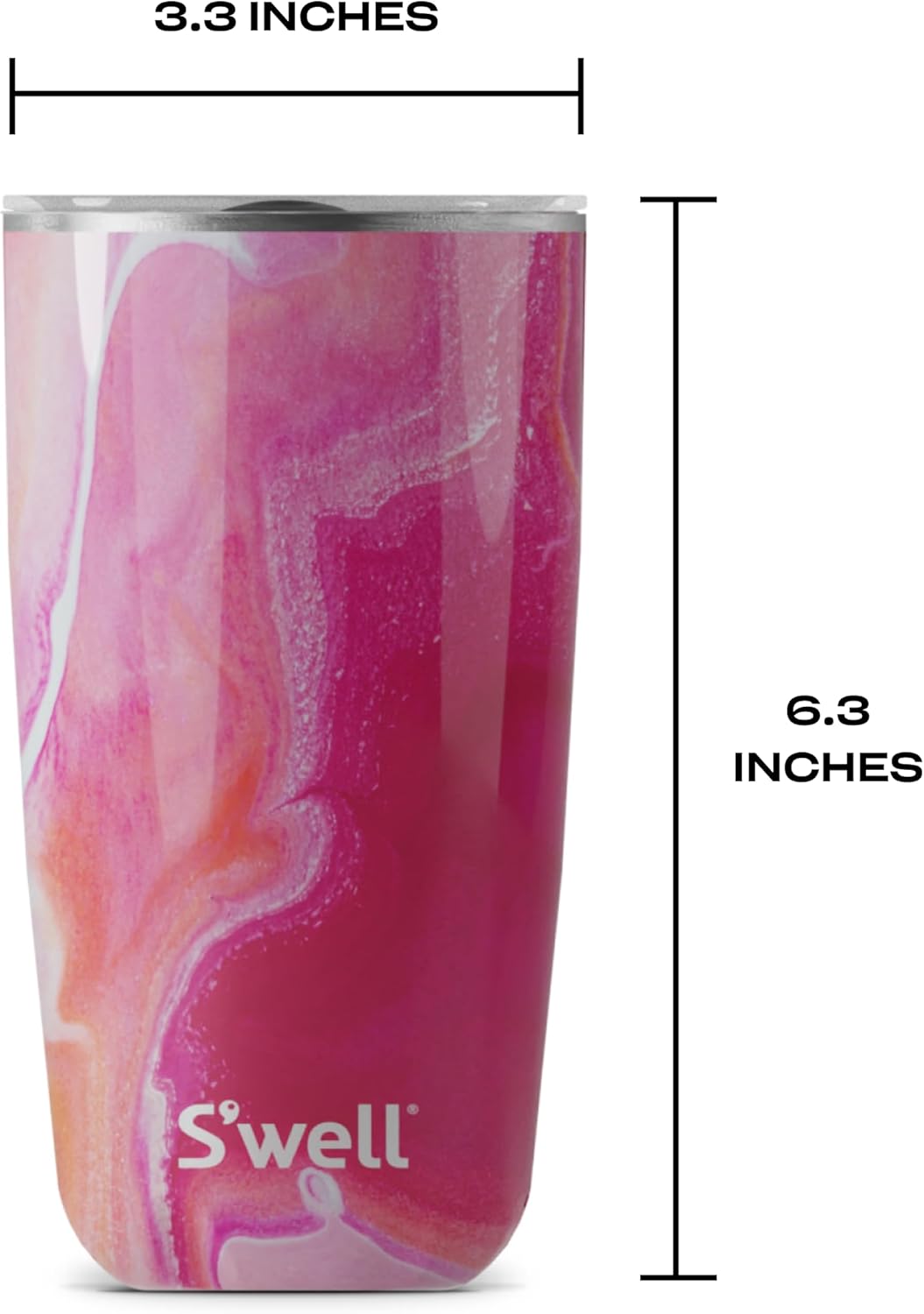 Thumbnail 4 de S'well Bicchiere con Coperchio 530 ml Agata Rosa – Tazza da Viaggio a Triplo Isolamento