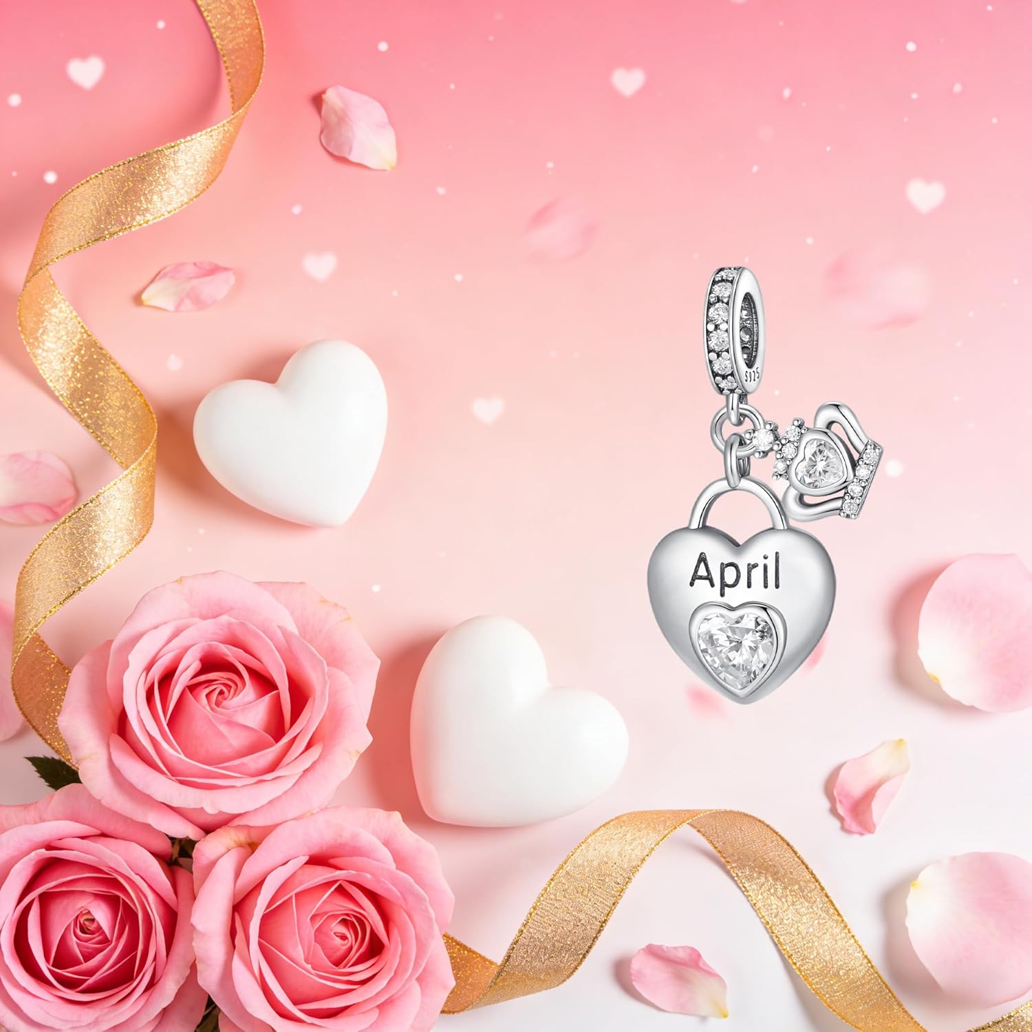 Thumbnail 3 de Vegaine Herz Geburtsstein Charms Anhänger – kompatibel mit Pandora Armbändern