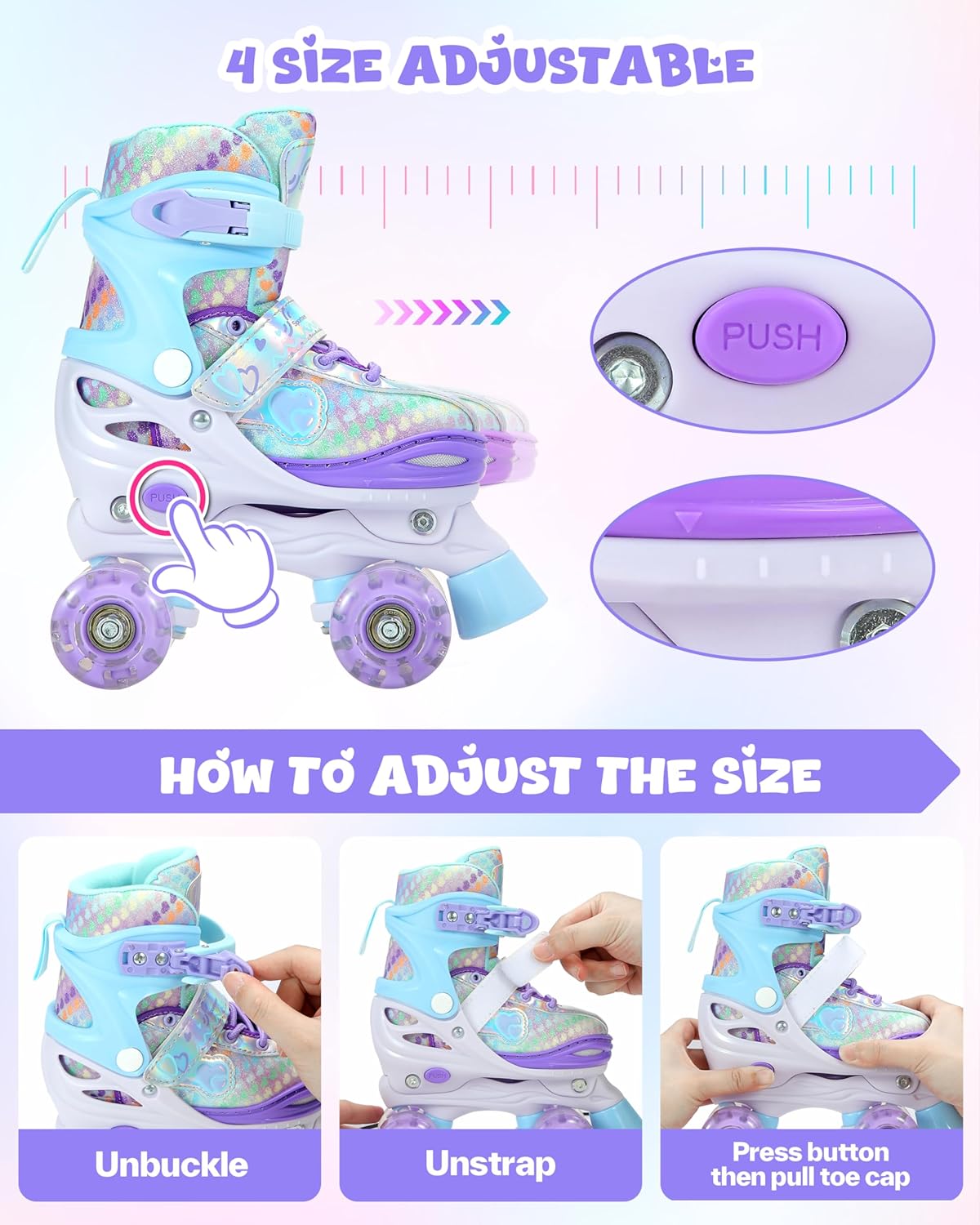 Thumbnail 4 de Sportneer Rollschuhe Kinder EU 23–36 Rainbow