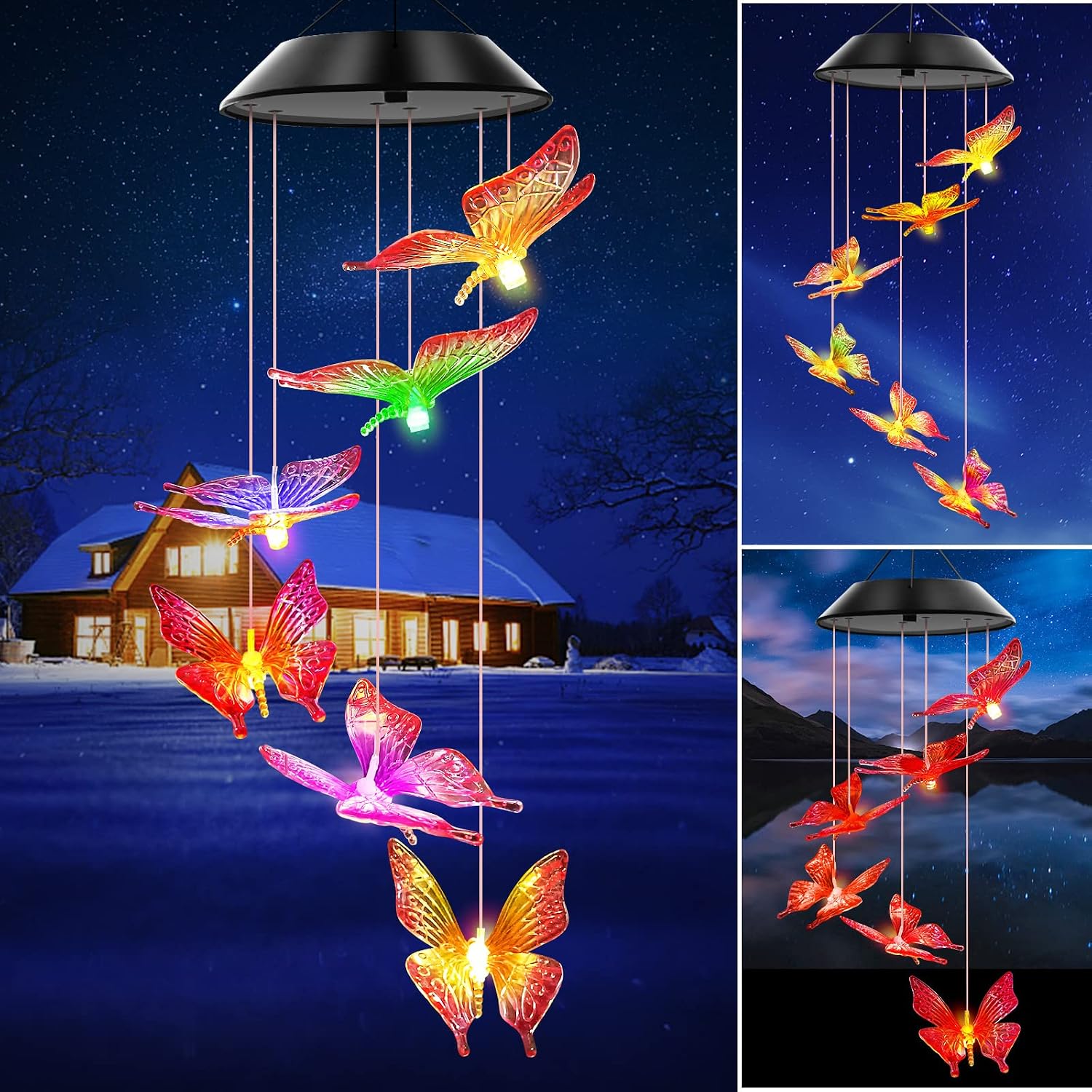 Thumbnail 6 de WENANA Solar Wind Chime, Purple Butterfly