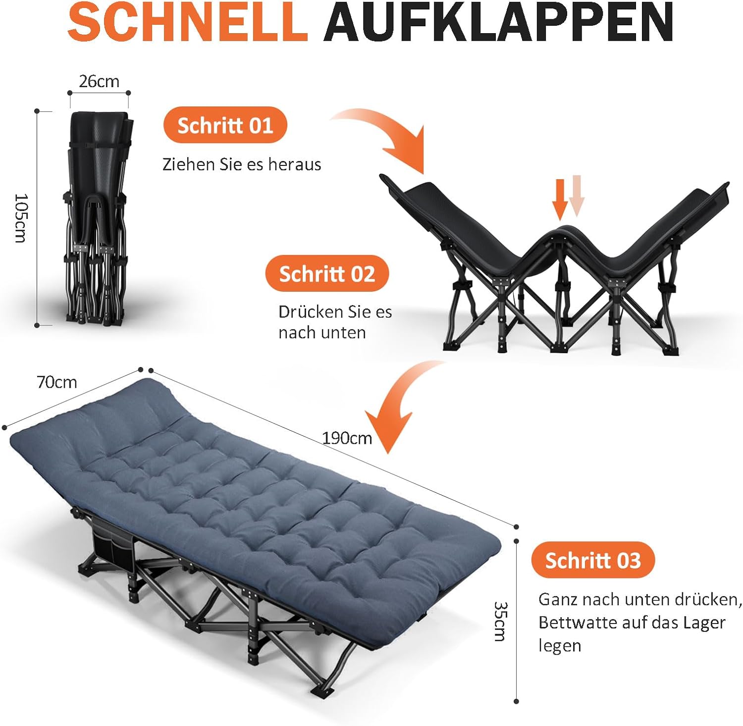 Detalle 2 de ATORPOK SHOP Campingbett klappbar 200 kg