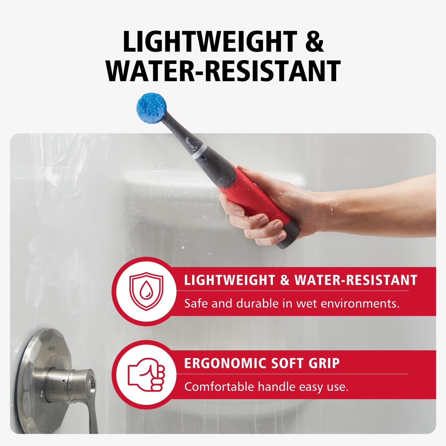 Detalle 2 de Rubbermaid Reveal Power Scrubber 18-Piece Kit: Cordless Cleaning Power for Home, Kitchen, Bathroom