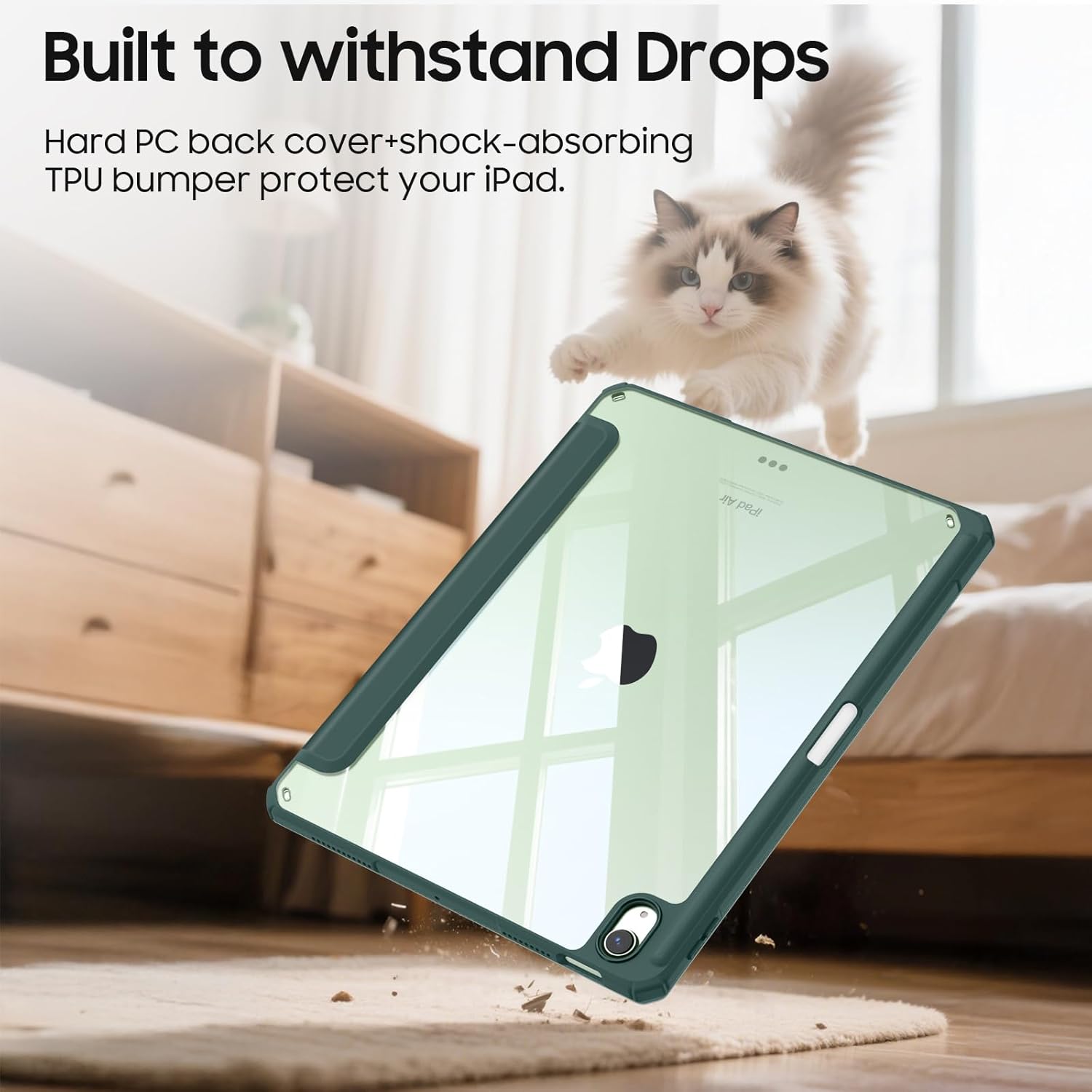 Thumbnail 6 de Fintie Hybrid Hülle für iPad Air 11 Zoll (M4/M3/M2) & iPad Air 4/5 10,9 Zoll – dunkelgrün, mit Stifthalter