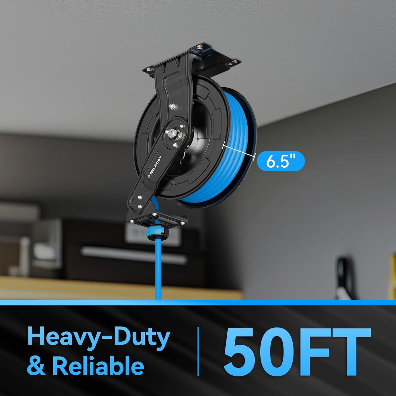 Thumbnail 1 de Relhost RA19-15A(3/8 9.2*15) Retractable Air Hose Reel, 50 ft, 300 PSI