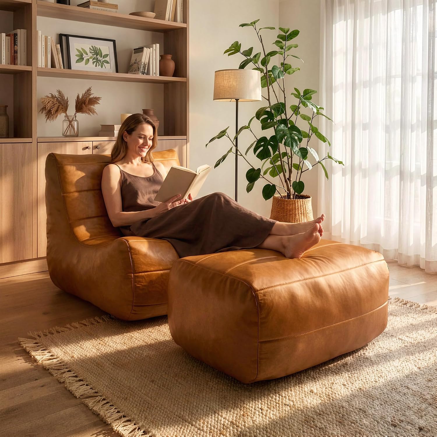 Thumbnail 6 de Bean Bag Chair with Ottoman, Dark Gray