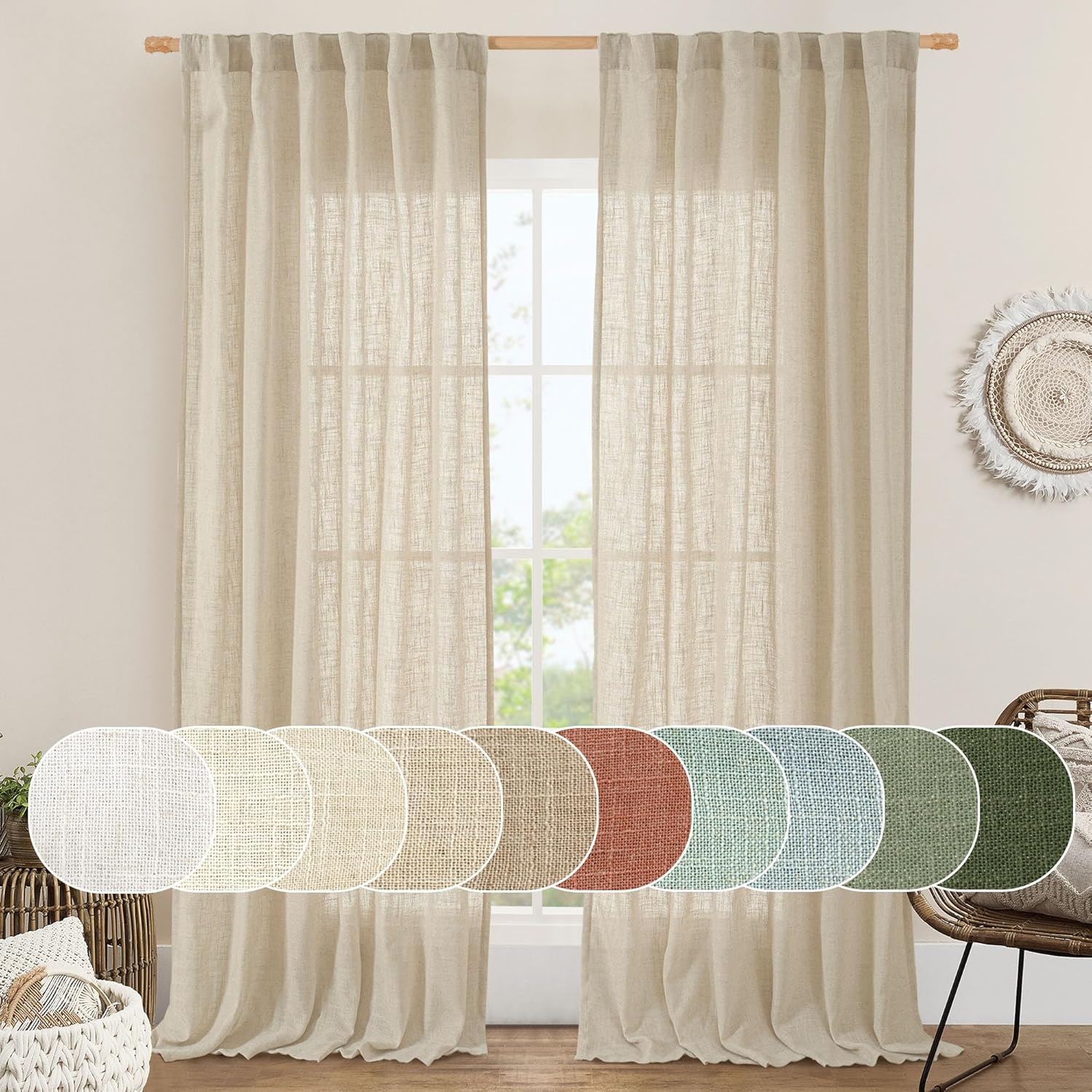 Detalle de LAMIT Linen Curtains 84 Inches
