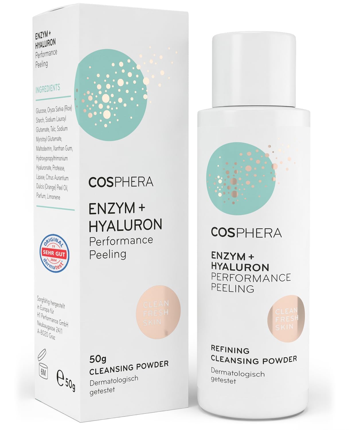 Detalle de Enzym Peeling Gesicht mit Hyaluron (100% vegan, Enzym Powder) – sanfte Porenreinigung für glatte Haut