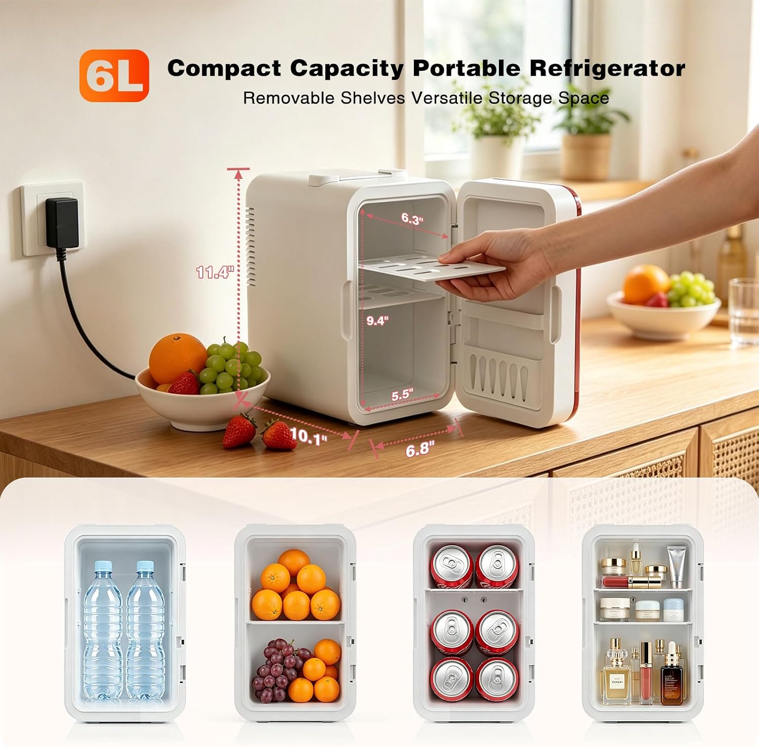 Thumbnail 2 de YLFU 6L Mini Fridge with LED Mirror – Compact Skincare Cosmetic Cooler & Warmer