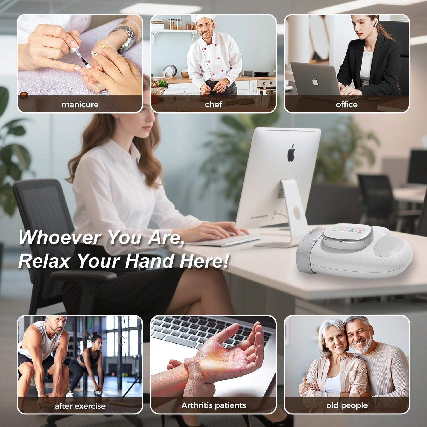 Detalle de Smart Hand Massager with Heat Compression Relief for Arthritis & Carpal Tunnel – Cordless Therapy Glove