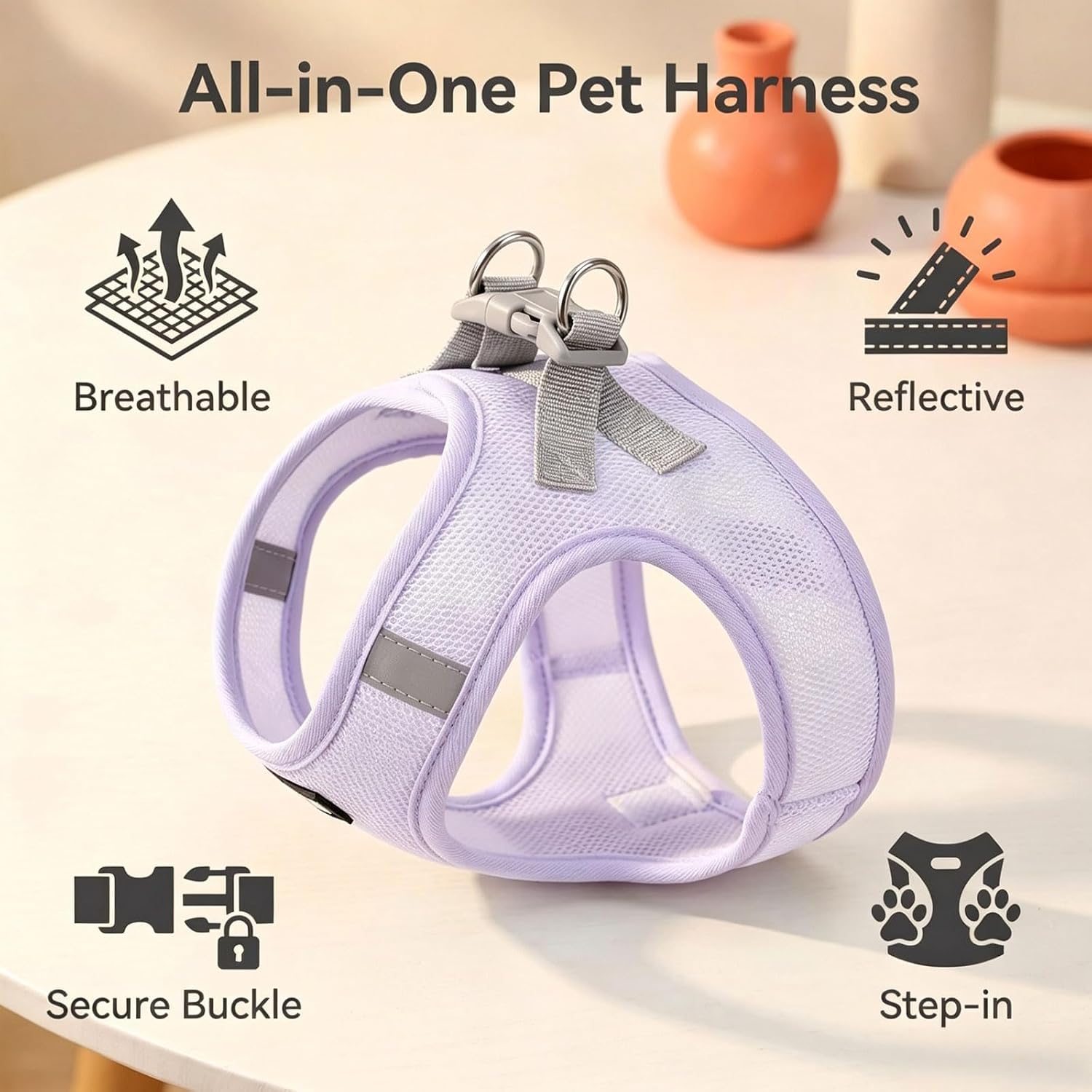 Thumbnail 2 de Anlitent No Pull Escape Proof Harness XXS Lavender