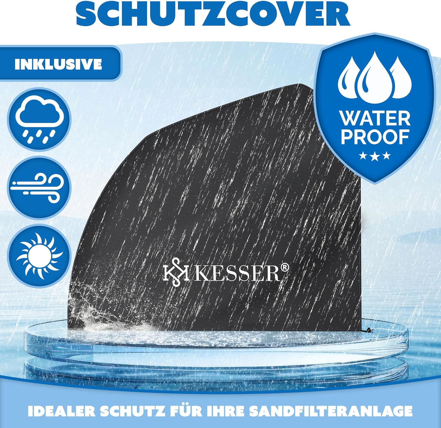 Thumbnail 6 de KESSER Sandfilteranlage (4-Wege Ventil) mit 800 g Filterbällen für Pools bis 10 m³/h – Grau