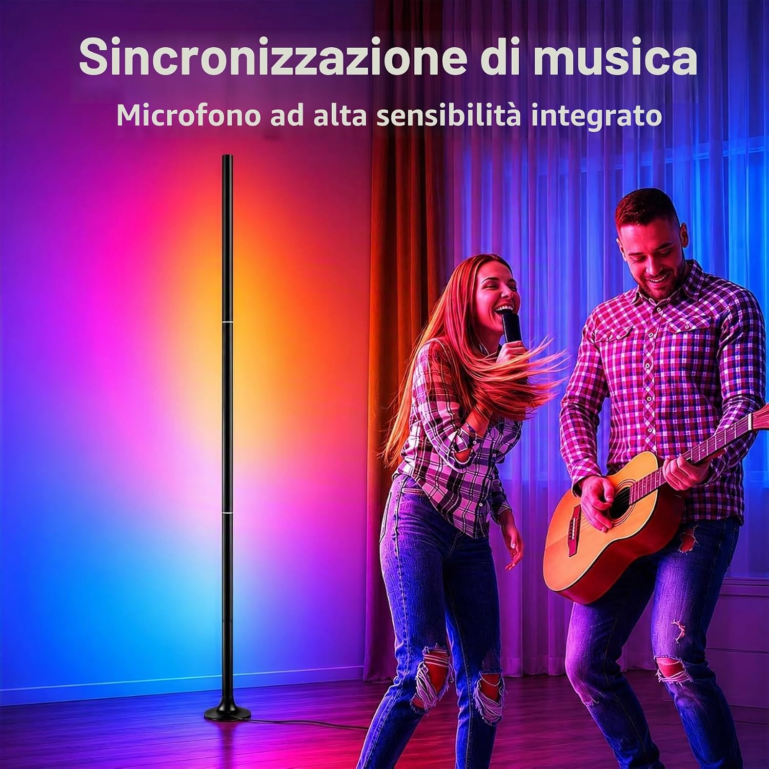 Thumbnail 5 de Sylvwin Lampada da Terra RGB LED 120 cm – lampada angolare con app, telecomando e sincronizzazione musicale