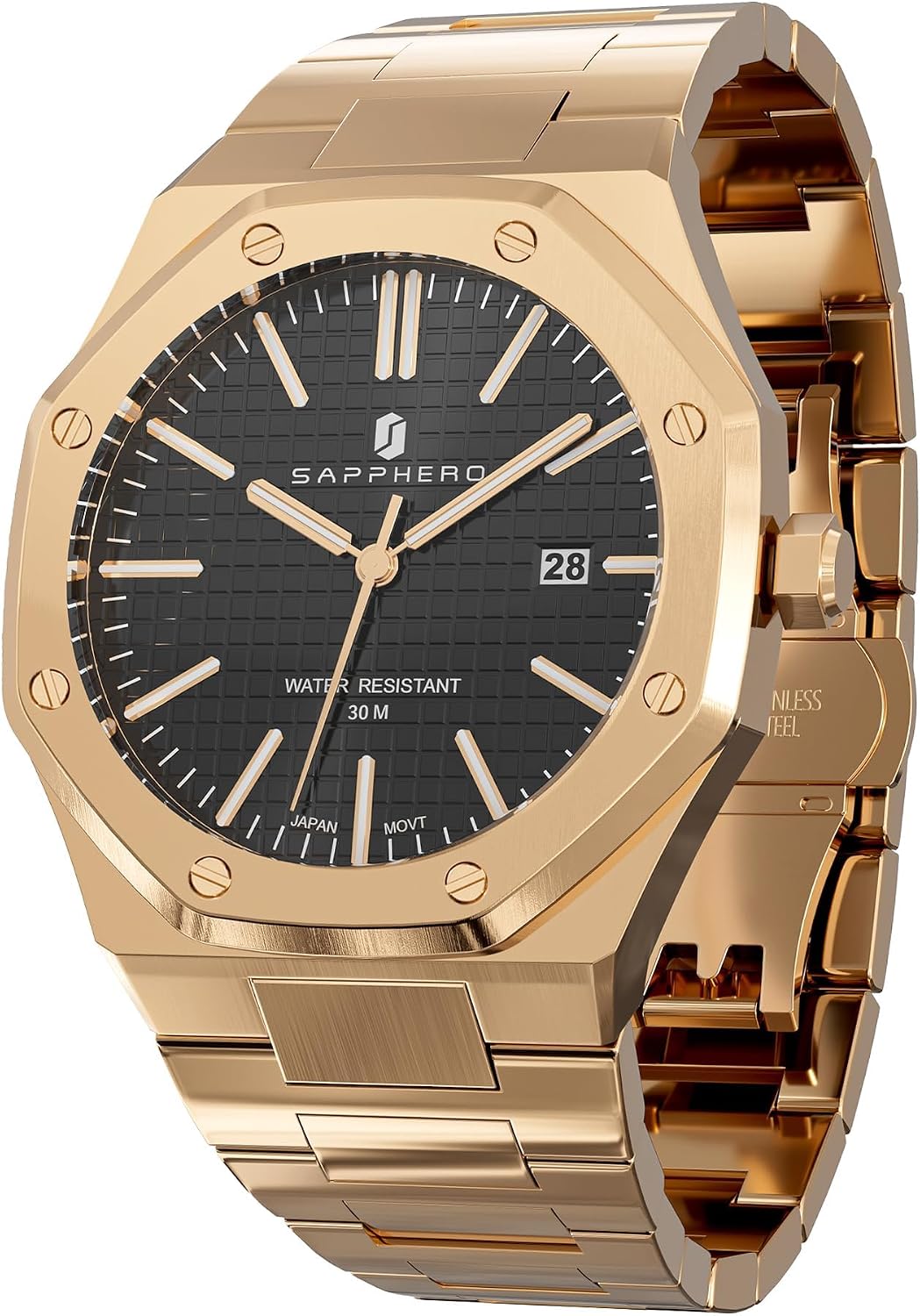 Detalle de SAPPHERO Orologio Uomo Acciaio 50M impermeabile elegante analogico