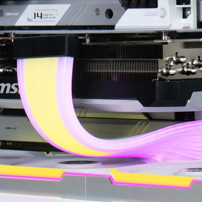 Detalle de LIAN LI Strimer Wireless ARGB: extensión 12V-2x6 con control inalámbrico para GPU