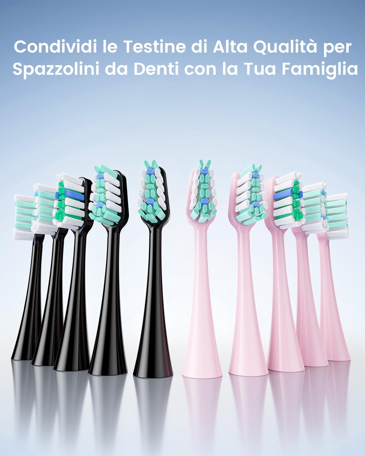 Thumbnail 5 de Spazzolino Elettrico Sonico per Adulti – Set da 2, 10 Testine, 2 Custodie, 5 Modalità, IPX7, Ricaricabile
